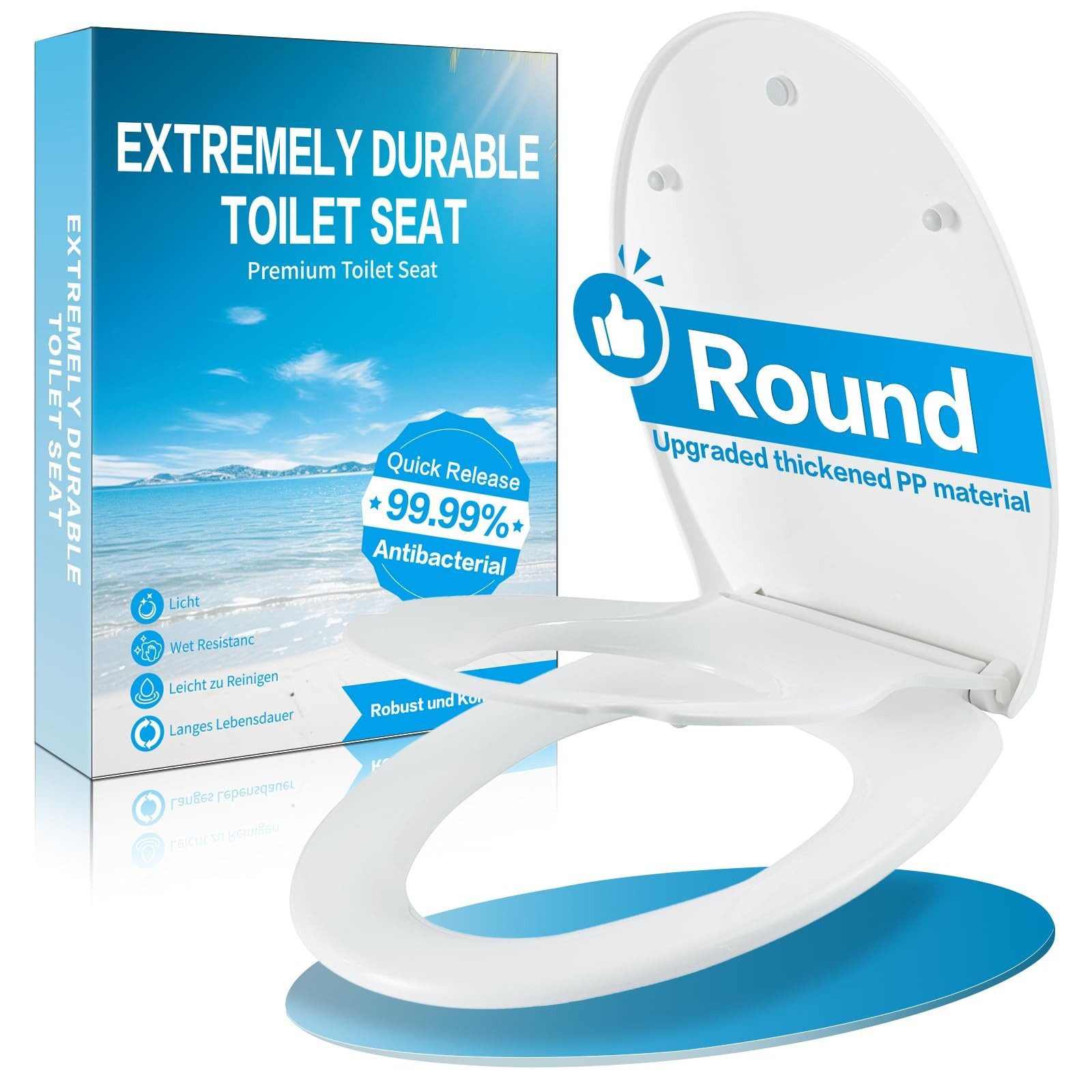 Blossom WC-Sitz Toilettensitz Kinder, Toilettendeckel mit Absenkautomatik, Klodeckel (mit integriertem Kindersitz, Quick Release), antibakterieller Klobrille, D-Form Oval WC Sitz Familien Toilettensitz