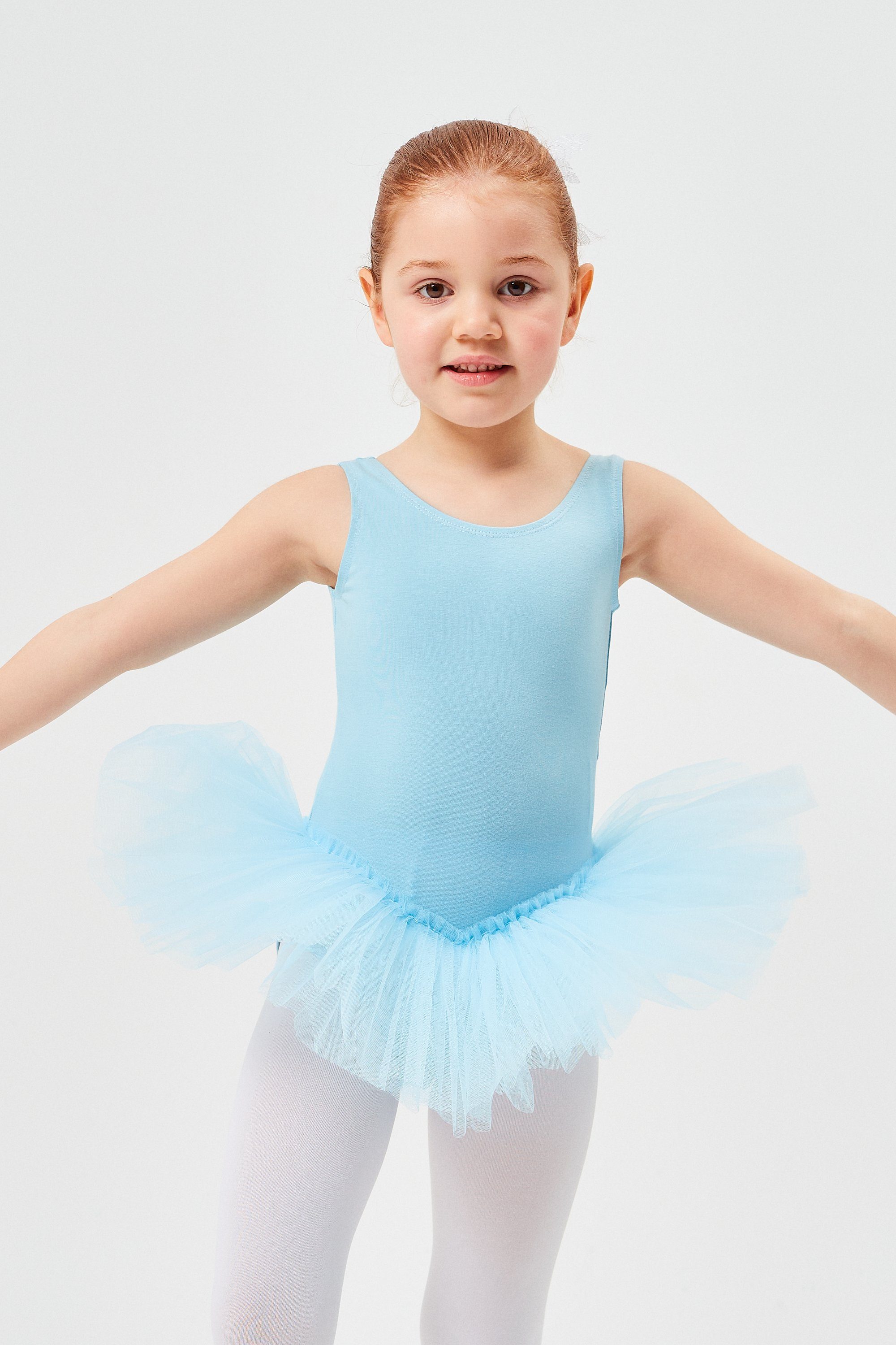 tanzmuster Tüllkleid Ballett Tutu Anabelle für Mädchen Ballettkleid aus weicher Baumwolle, ärmellos hellblau