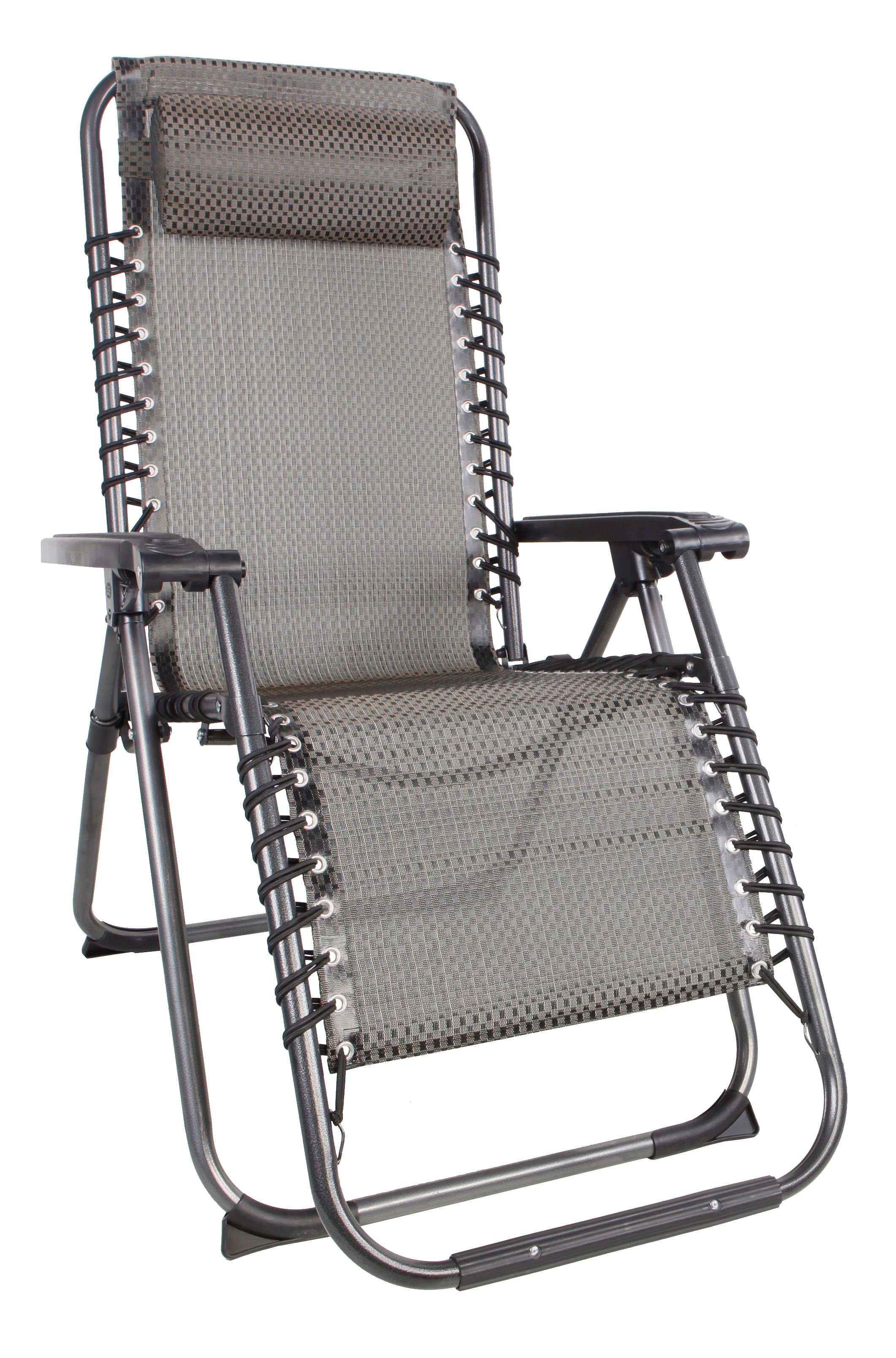 Spetebo Hochlehner Relax Garten und Verstellbarer Sessel mit Kopfkissen verstellbar Liegestuhl - klappbarer taupe