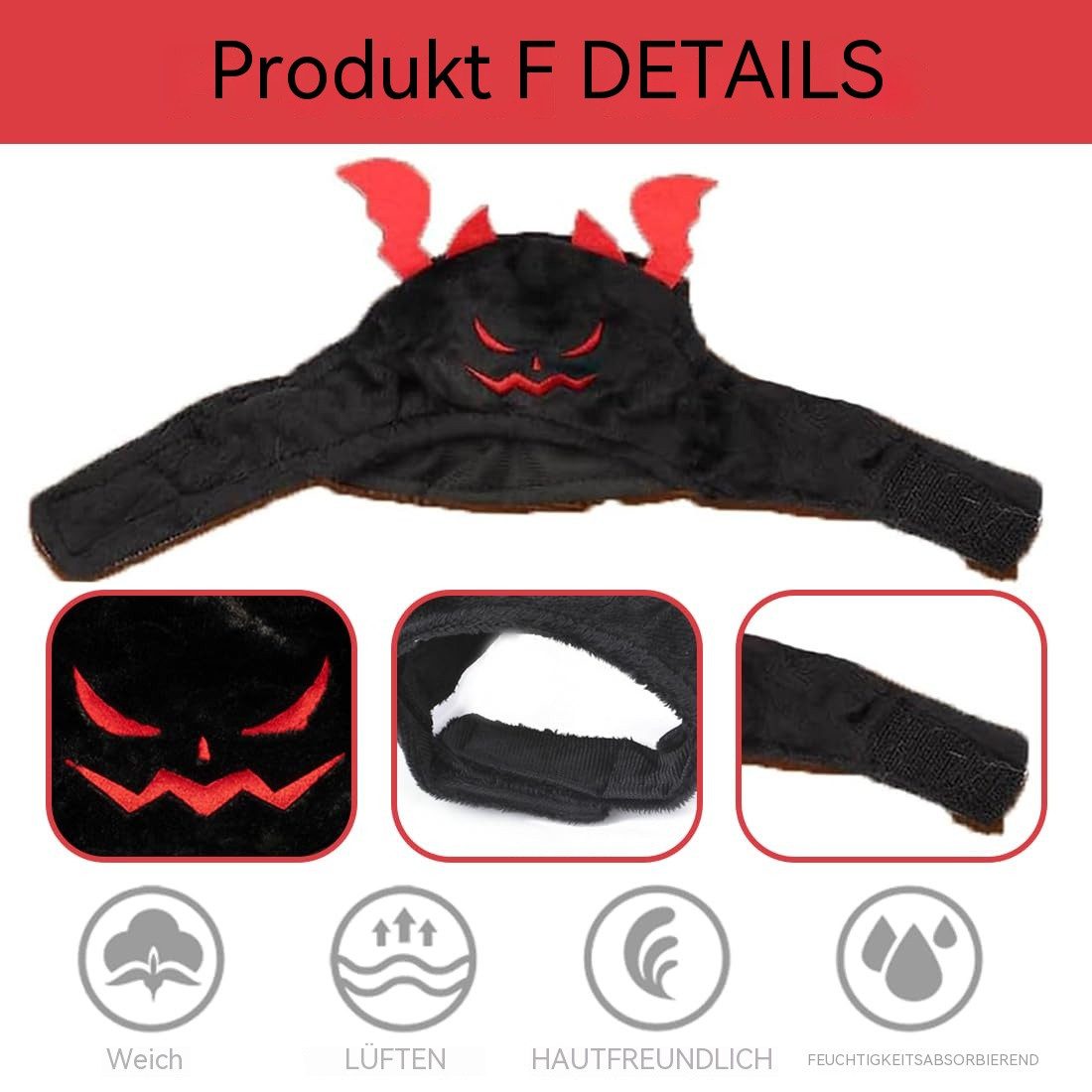 Bomiclss Hundekostüm Halloween-Teufelskostüm für Hunde, Halloween-Teufelshut, Haustier-Kopfschmuck für Halloween-Partys, verstellbare