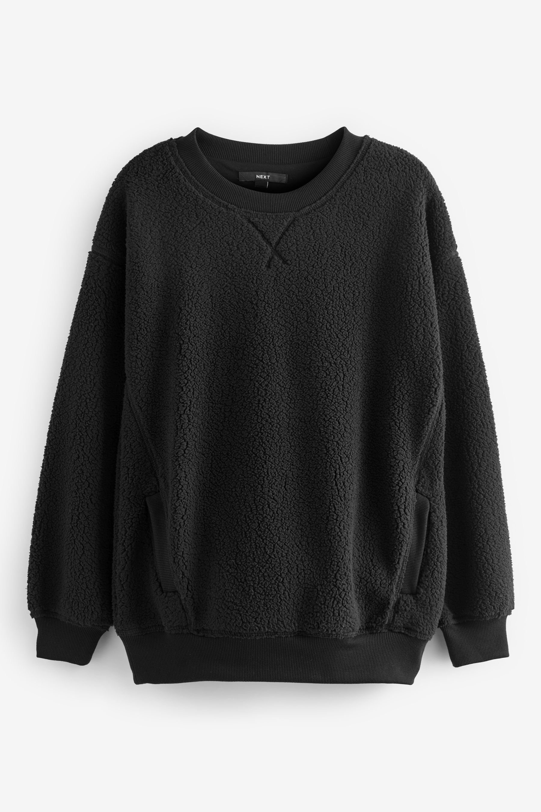 Next Longsweatshirt Langes Fleece-Sweatshirt (1-tlg) Black