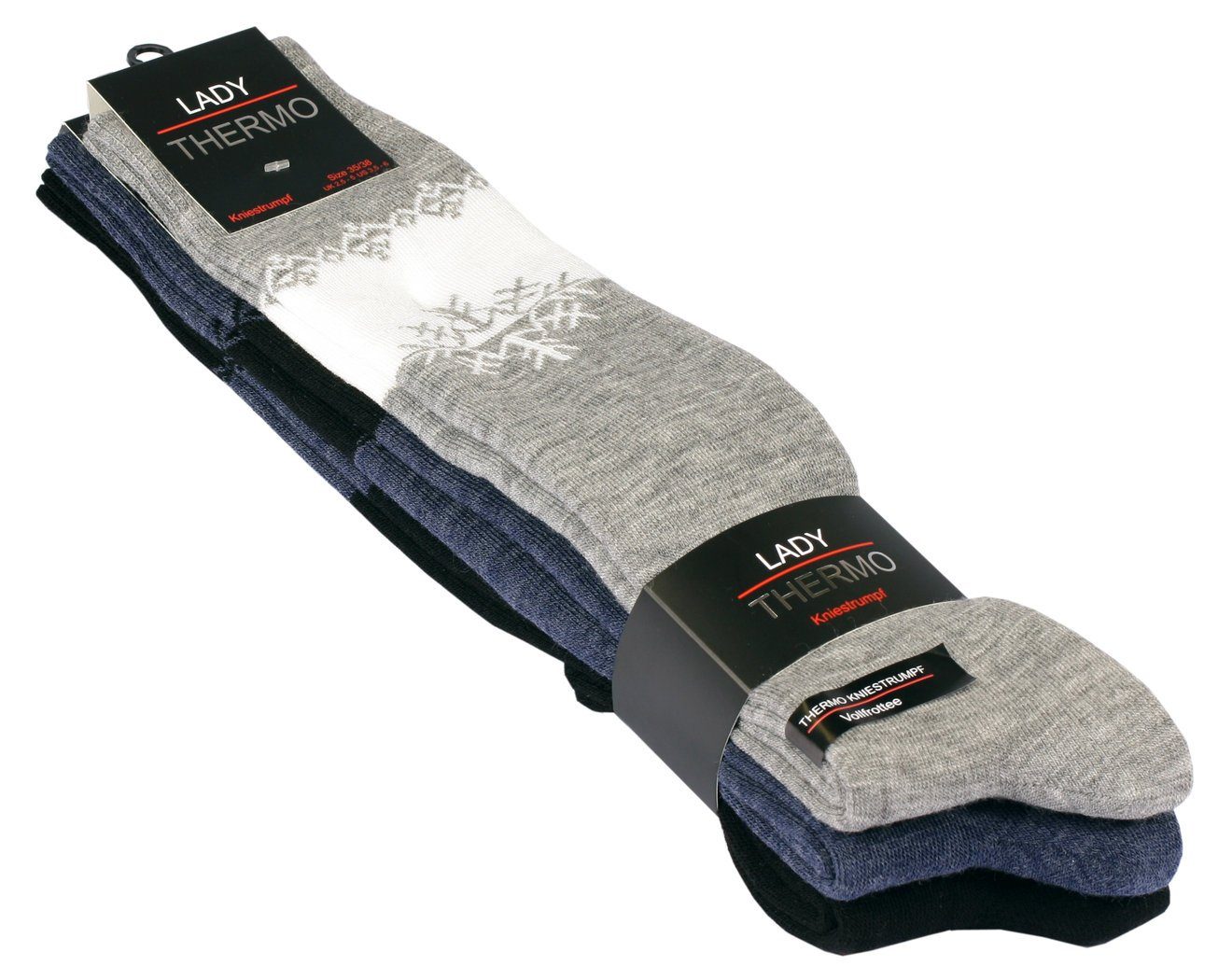 Cotton Prime® Kniestrümpfe Thermokniestrümpfe (3-Paar) mit warmen Innenfrottee