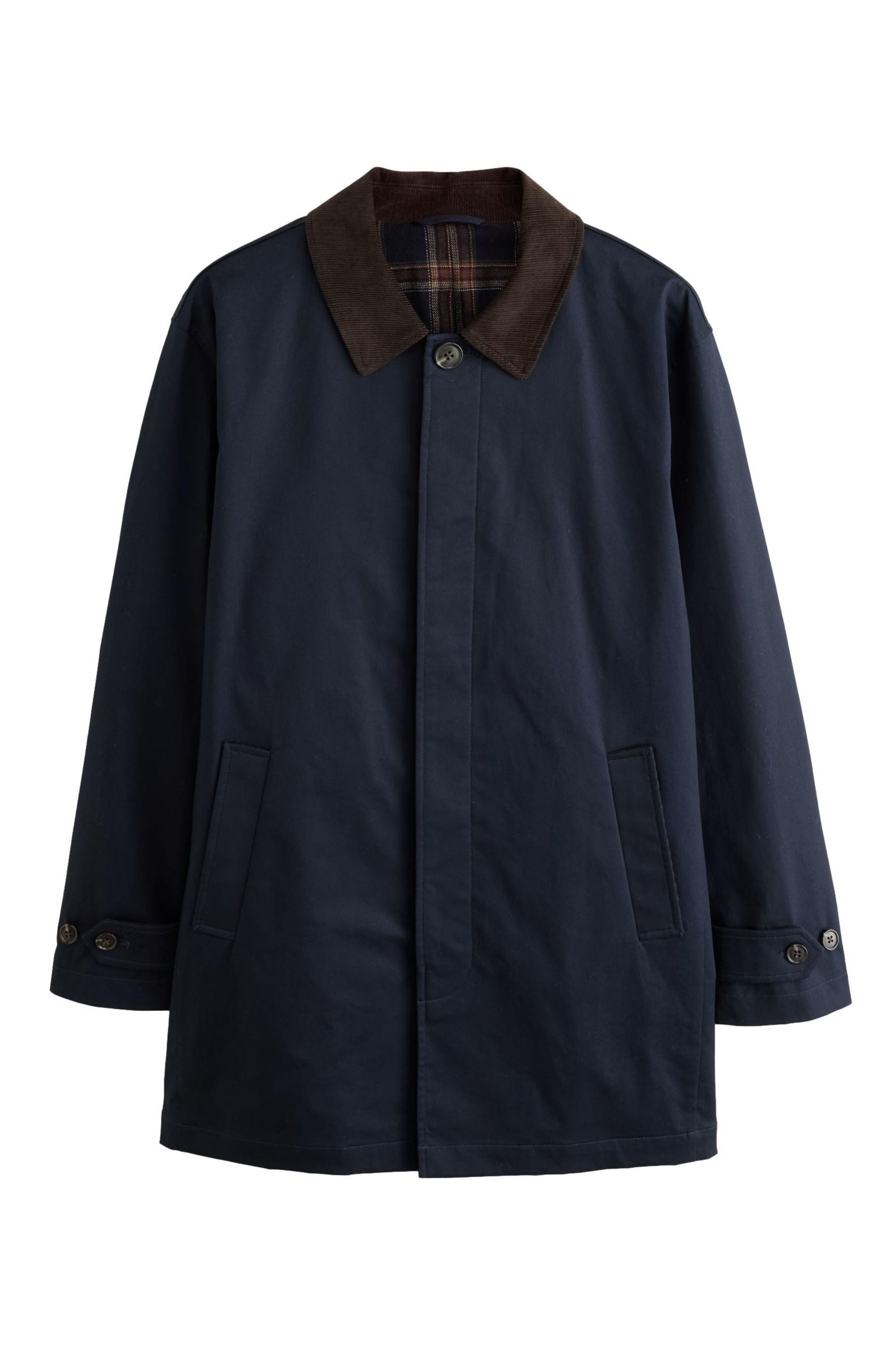 Next Trenchcoat Baumwoll-Trenchcoat mit Cordbesatz am Kragen (1-tlg)