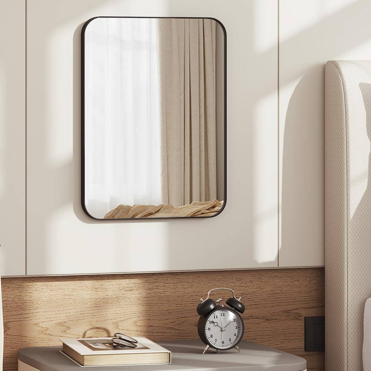 Woltu Kosmetikspiegel (1-St), mit Metall Rahmen, Abgerundeten Ecken, zum Au günstig online kaufen