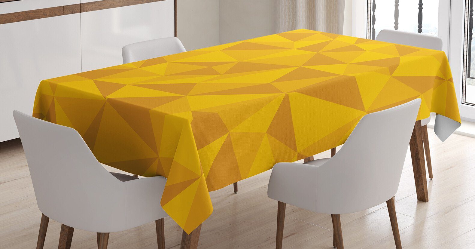 Abakuhaus Tischdecke Farbfest Waschbar Für den Außen Bereich geeignet Klare Farben, Gelb Abstrakte Mosaik-Entwurf