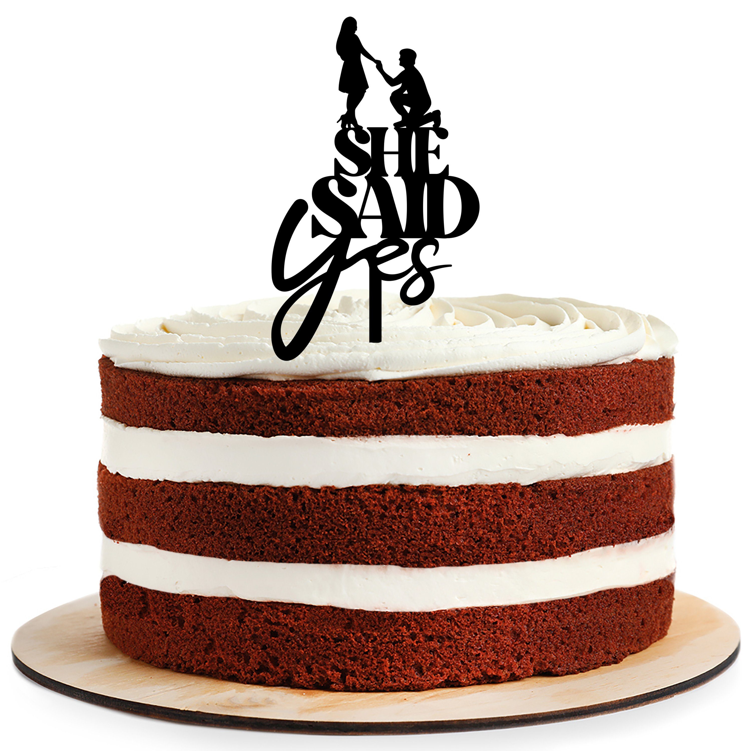 AREA17 Tortenstecker Cake Topper aus Acryl zur Hochzeit, She said yes, (Kuchendeko Tortenstecker, verschiedene Farben, Kuchendekoration und Tortenschmuck), 100% Made in Germany