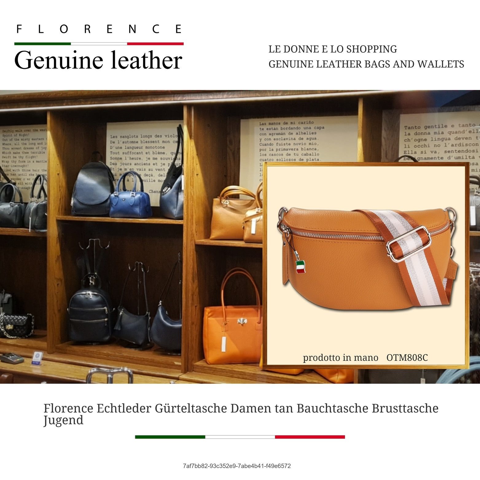FLORENCE Gürteltasche Florence Echtleder Gürteltasche Damen (Gürteltasche, Gürteltasche), Damen Gürteltasche Leder, braun, tan, Größe ca. 25cm