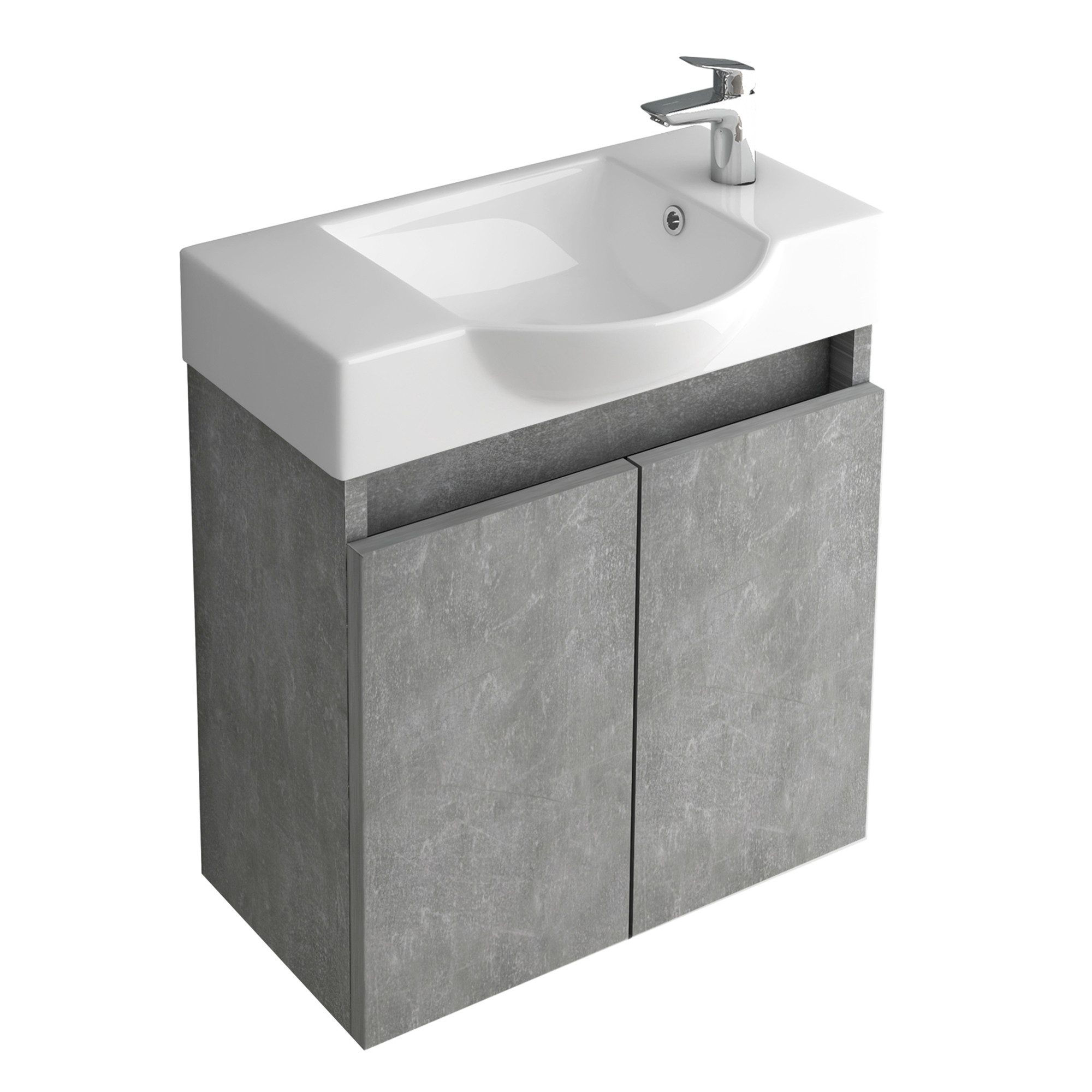 Alpenberger Waschbecken & Badmöbel Set Grau - Handwaschbecken mit Unterschr günstig online kaufen