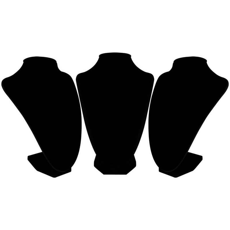 Belle Vous Schmuckständer Set of 3 Black Velvet Busts - 8.5 x 8.5 x 23cm, Schwarze Samt-Kettenbüste (3 Stk) - 8,5 x 8,5 x 23cm