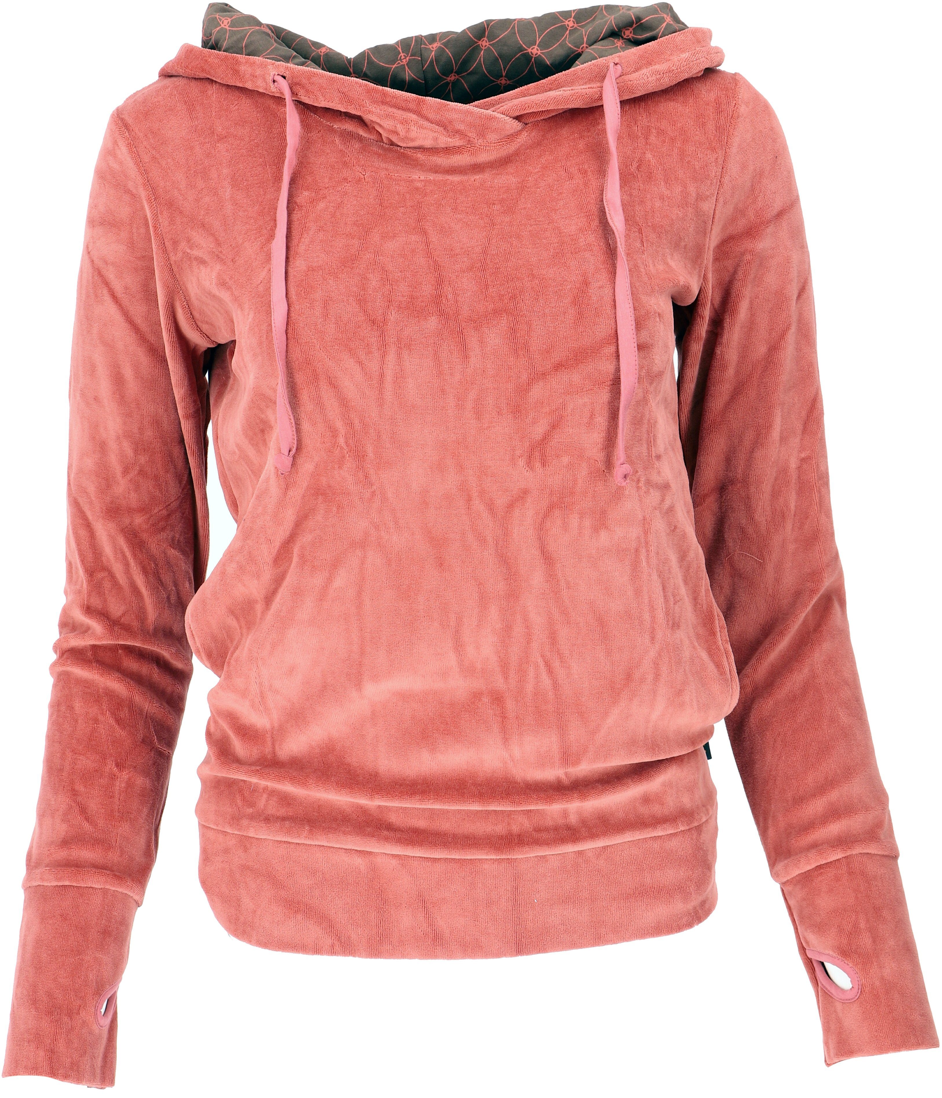 Guru-Shop Longsleeve Nicki-Kapuzenpullover, weicher Hoodie, Boho.. günstig online kaufen