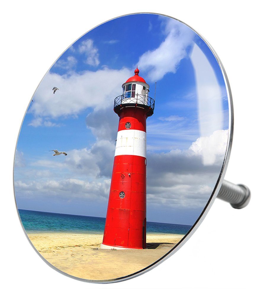 Sanilo Badewannenstöpsel Leuchtturm, Ø 7.2 cm, hochwertig, universell, mit Motiv, 100% wasserdicht