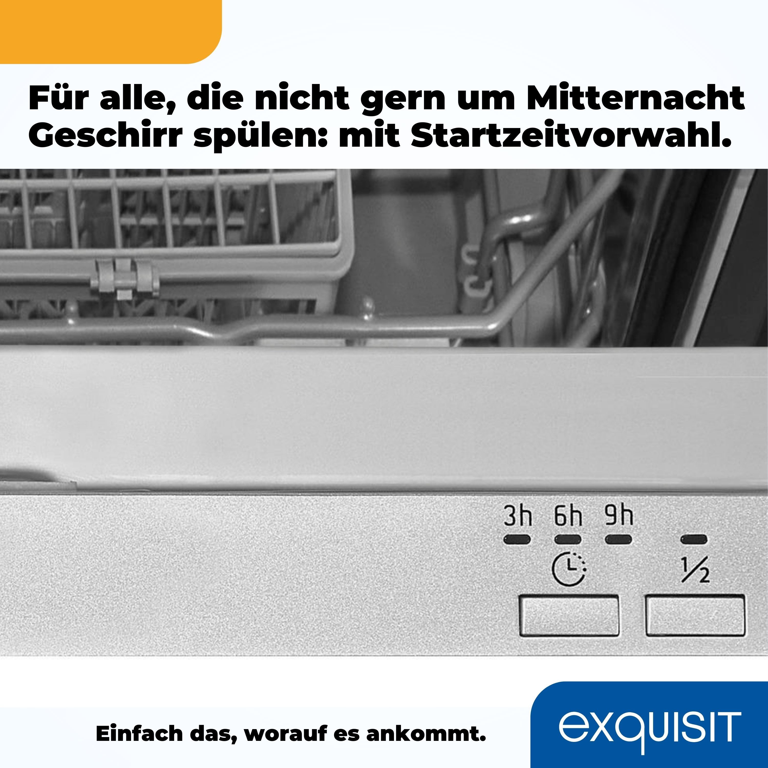 exquisit vollintegrierbarer Geschirrspüler EGSP6012-E-030E silber, 11 l, 12 Maßgedecke, Vollintegriert, 12 Maßgedecke – sparsam mit 4 Programmen & LED