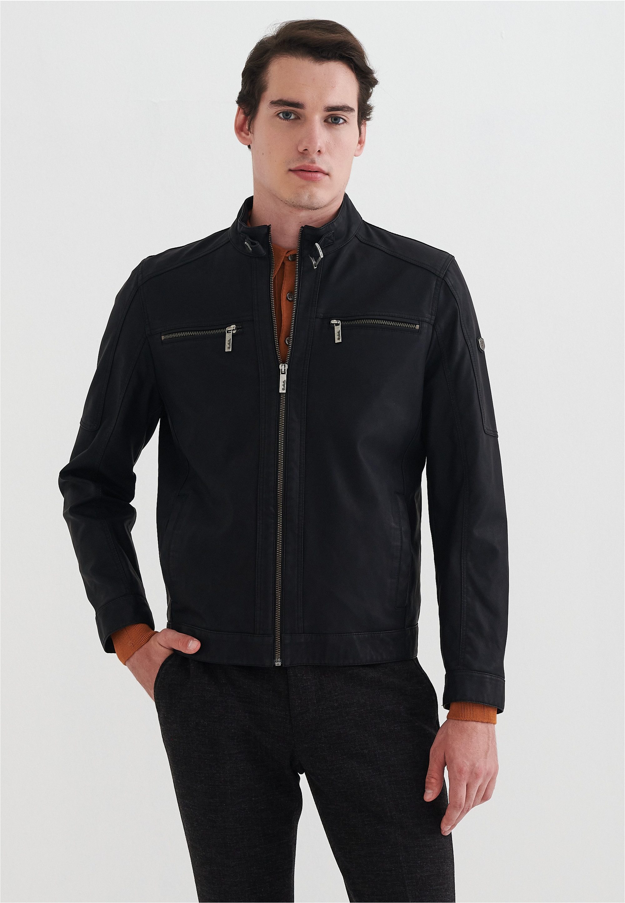 Pierre Cardin Outdoorjacke im angesagten Biker-Look