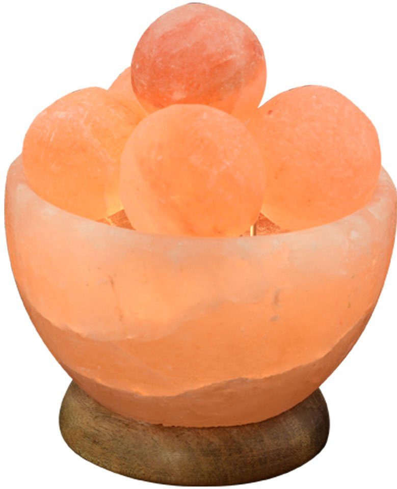 HIMALAYA SALT DREAMS Salzkristall-Tischlampe Salzkristallschale, Leuchtmittel wechselbar, Warmweiß, Handgefertigt aus Salzkristall - jeder Stein ein Unikat, H: ca.15 cm