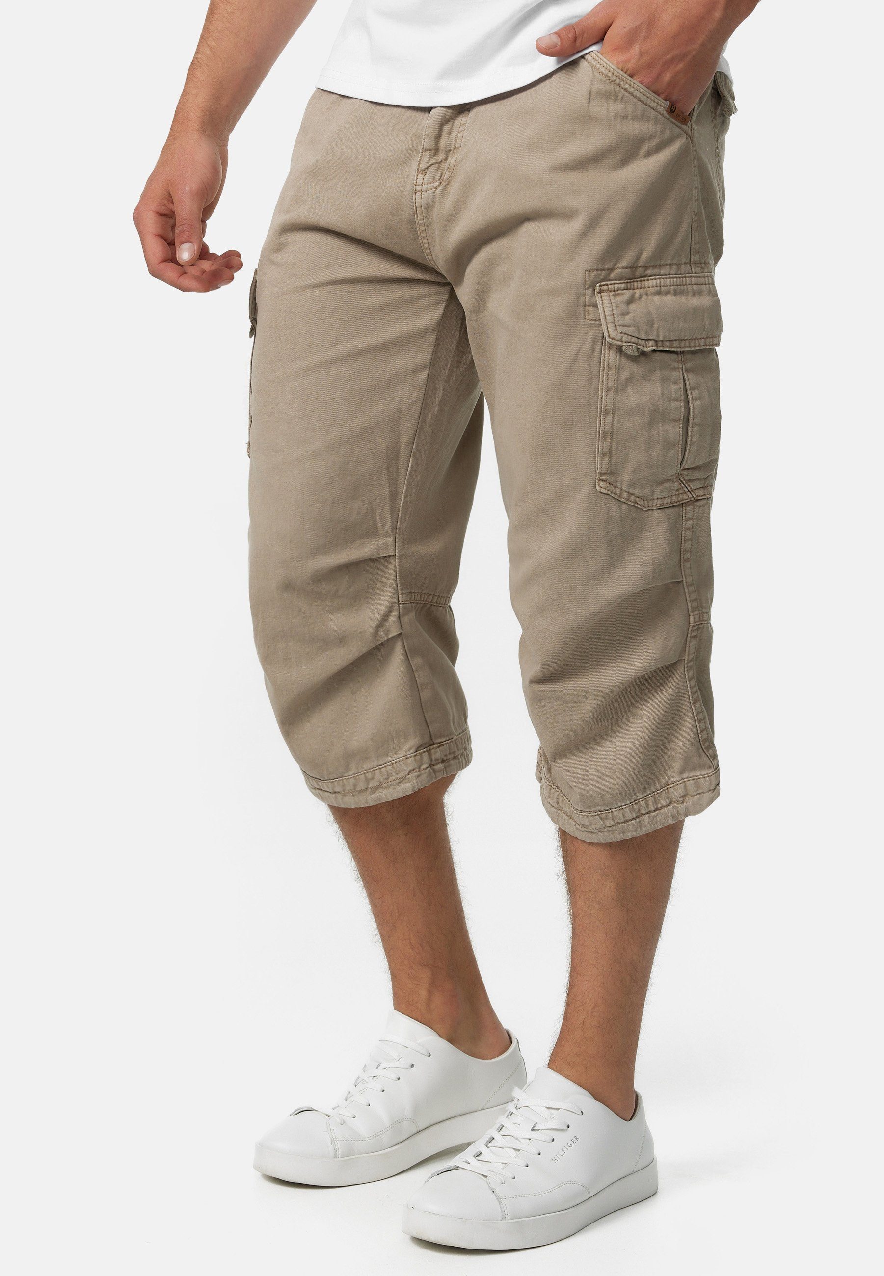 Indicode Cargoshorts Herren Nicolas Check Cargo Shorts Herrenshorts aus einer robusten Materialmischung