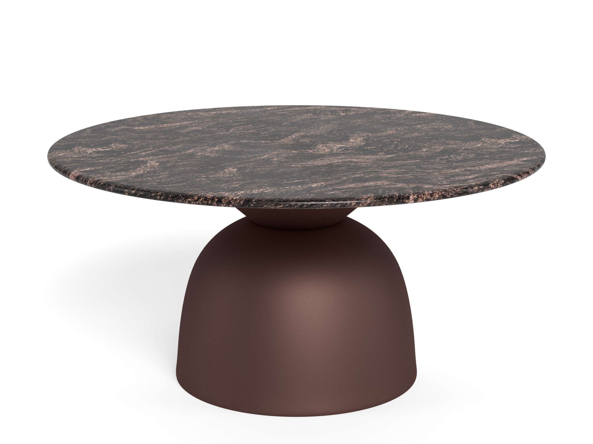 ACTONA GROUP Couchtisch Ferrol Beistelltisch– stilvoll & modern mit eleganter Marmorplatte, Rund. Brauner Cocoa Marmor, mattes Bronze-Stahlgestell. Ø: 80 cm – Bild 5 von 5