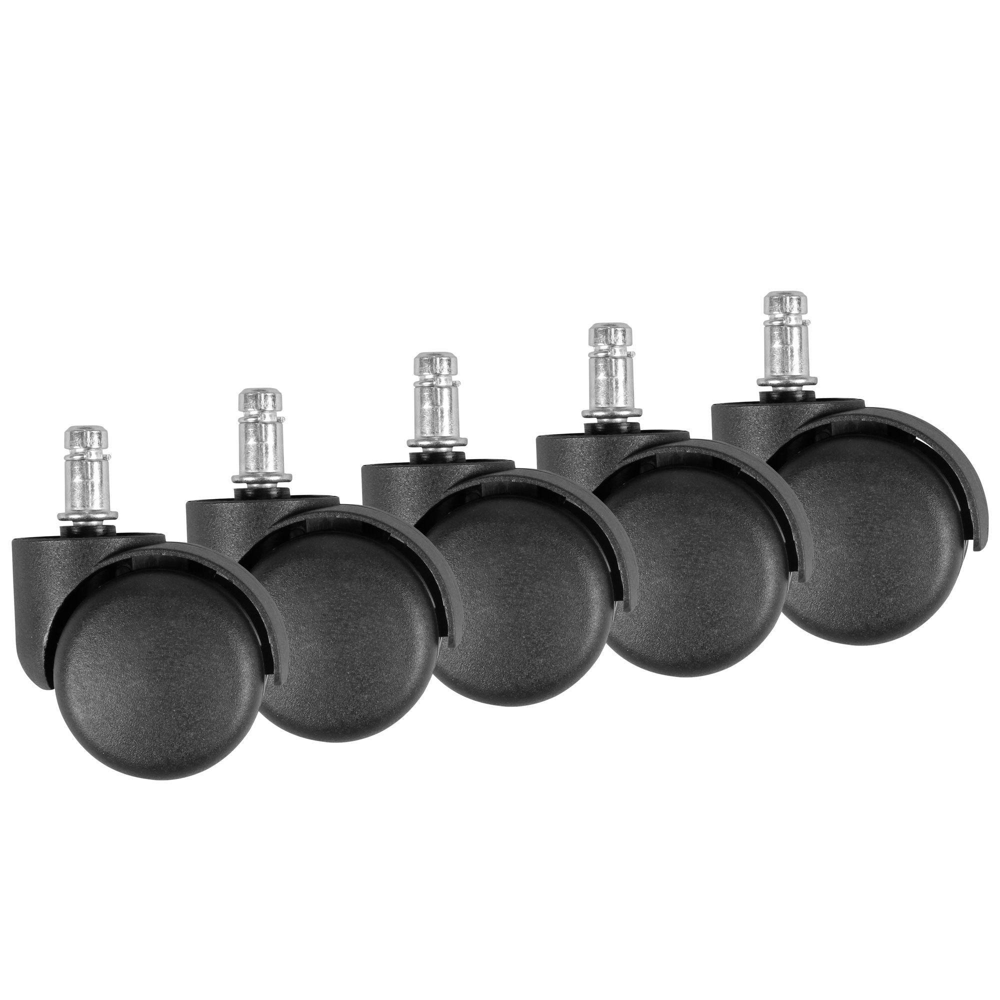 Amstyle Möbelrolle 5er Set gebremste Bürostuhlrollen 50mm für Teppichboden Weichbodenroll, (5er Set gebremste Rollen Bürostuhl Schwarz, Set besteht aus 5 Rollen), Ø 50mm Drehstuhlrollen Stift 11mm