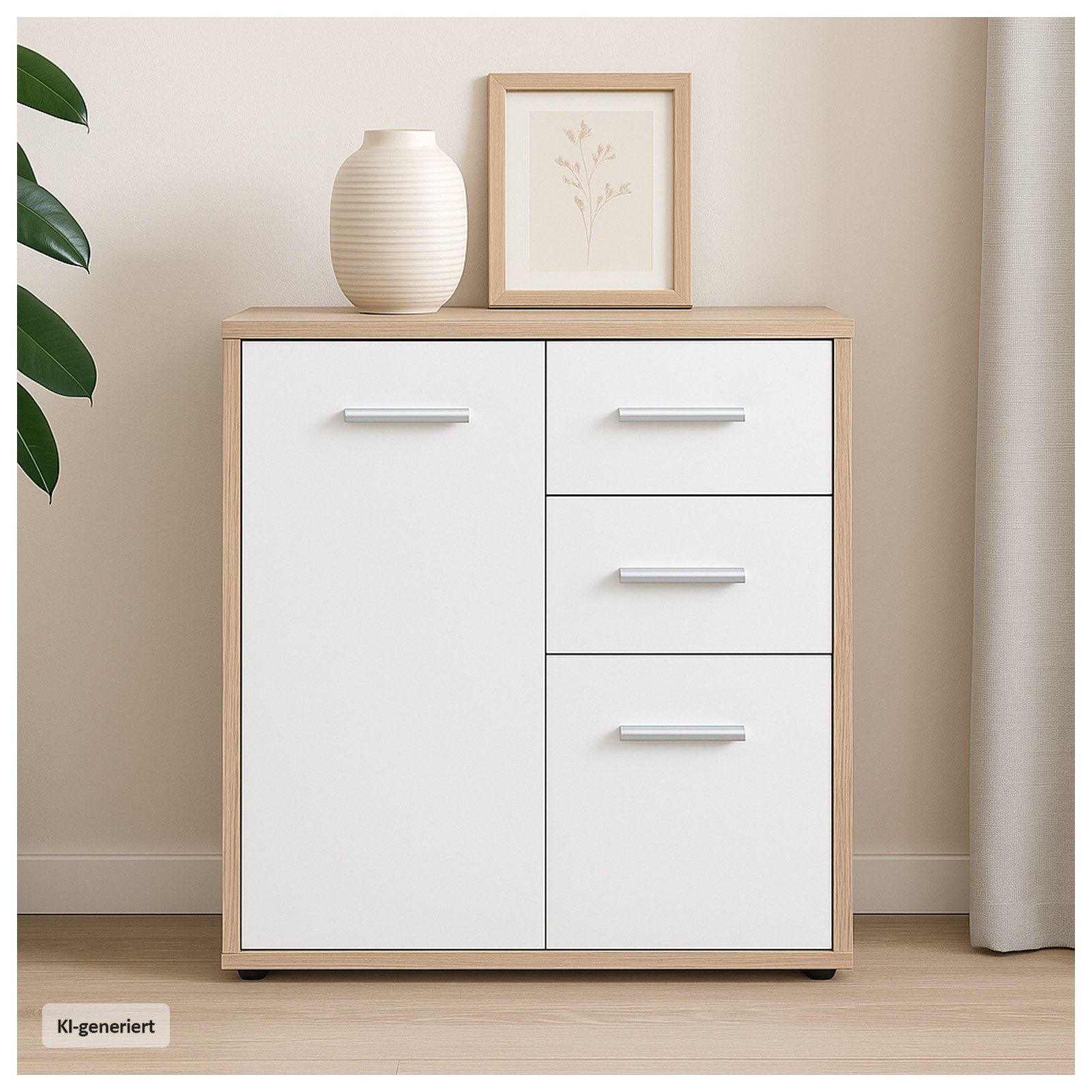 HTI-Living Sideboard Kommode mit 2 Schubladen Nina Sonoma/Weiß (Stück, 1 St., 1 Kommode), Anrichte Sideboard Schrank