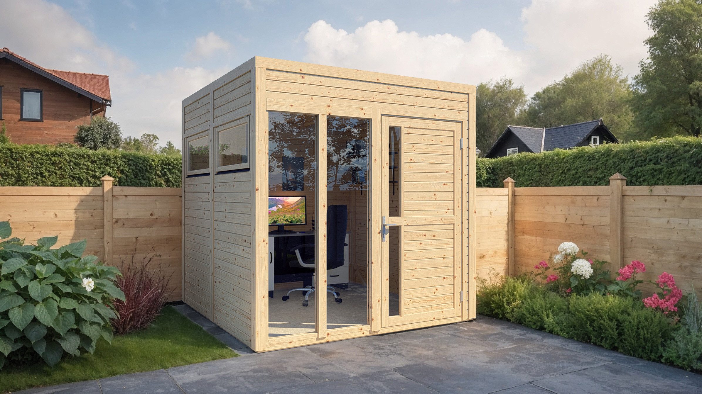 KONIFERA Gartenhaus Cubus 2 Office Lounge, BxT: 449x240 cm