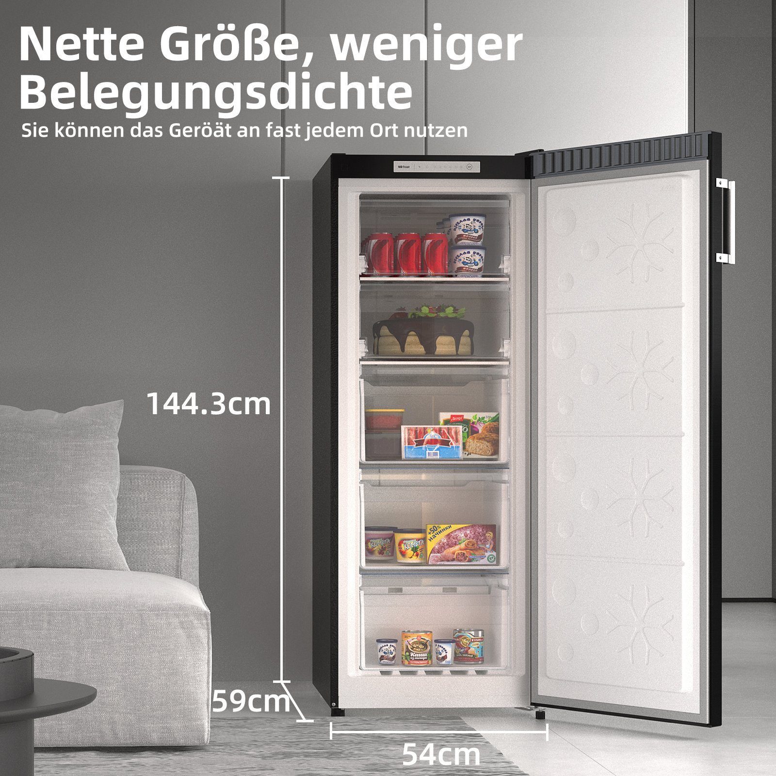 CHiQ Gefrierschrank Schneller Gefrierschrank FSD166NE4E, 148 cm hoch, 54 cm breit, 4 Sterne 166L Gefrierschrank No Frost