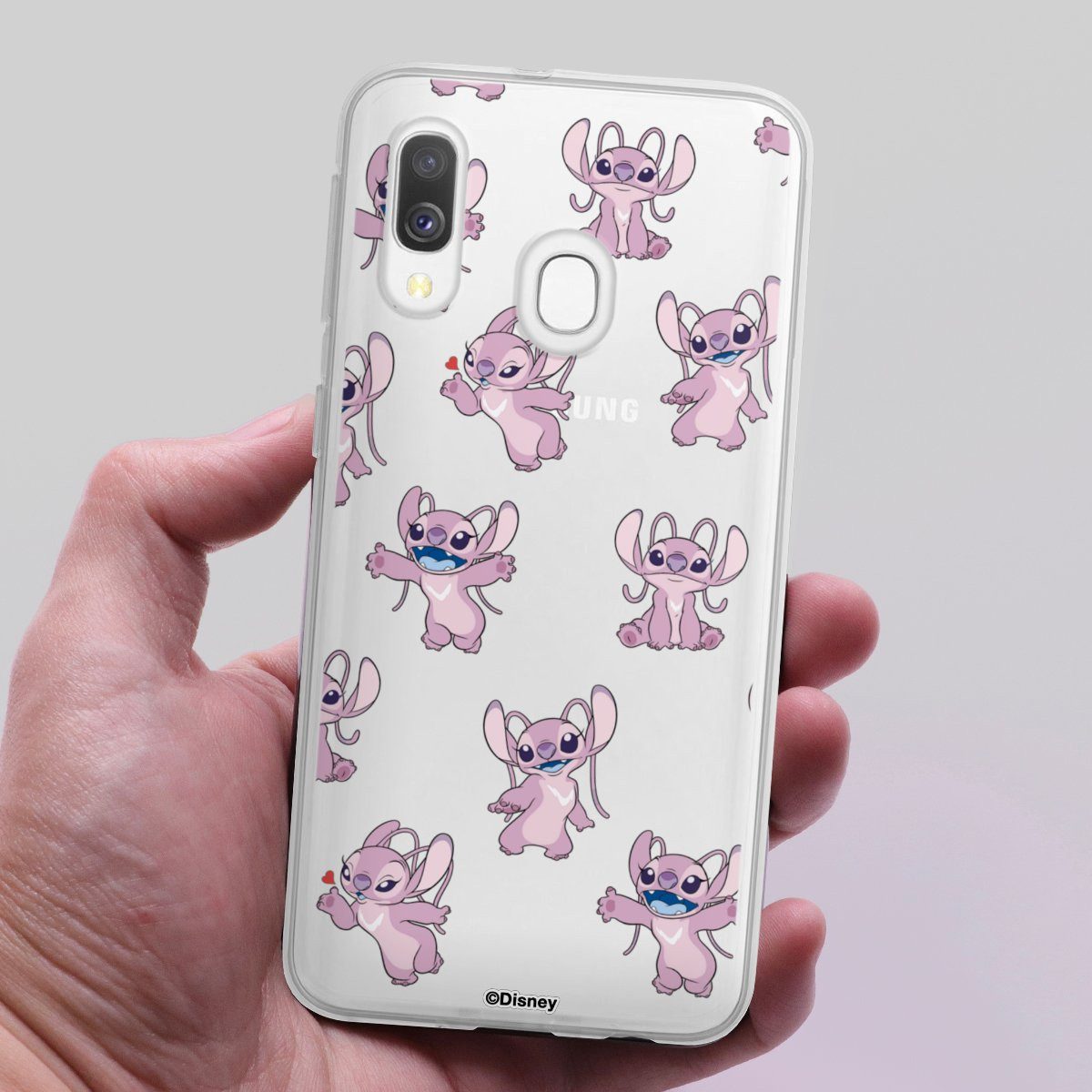 DeinDesign Handyhülle Lilo & Stitch Engel Disney Angel Faces Pattern Transparent, Samsung Galaxy A40 Silikon Hülle Bumper Case Handy Schutzhülle