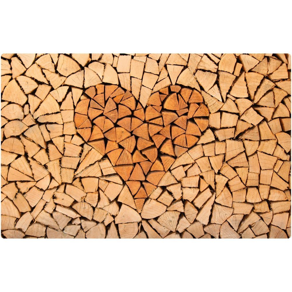 matches21 HOME & HOBBY Platzset Abwaschbares Tischset Landhaus-Stil Herz Holz-Optik, (1-St), Platzsets als Tisch-Untersetzer und Tisch-Deko für Esstisch Teller