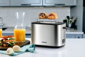 Linsar Toaster 6 Bräunungsstufen, Krümelschublade, integrierter Brötchenaufsatz, 2 kurze Schlitze, für 2 Scheiben, Brötchen Aufsatz