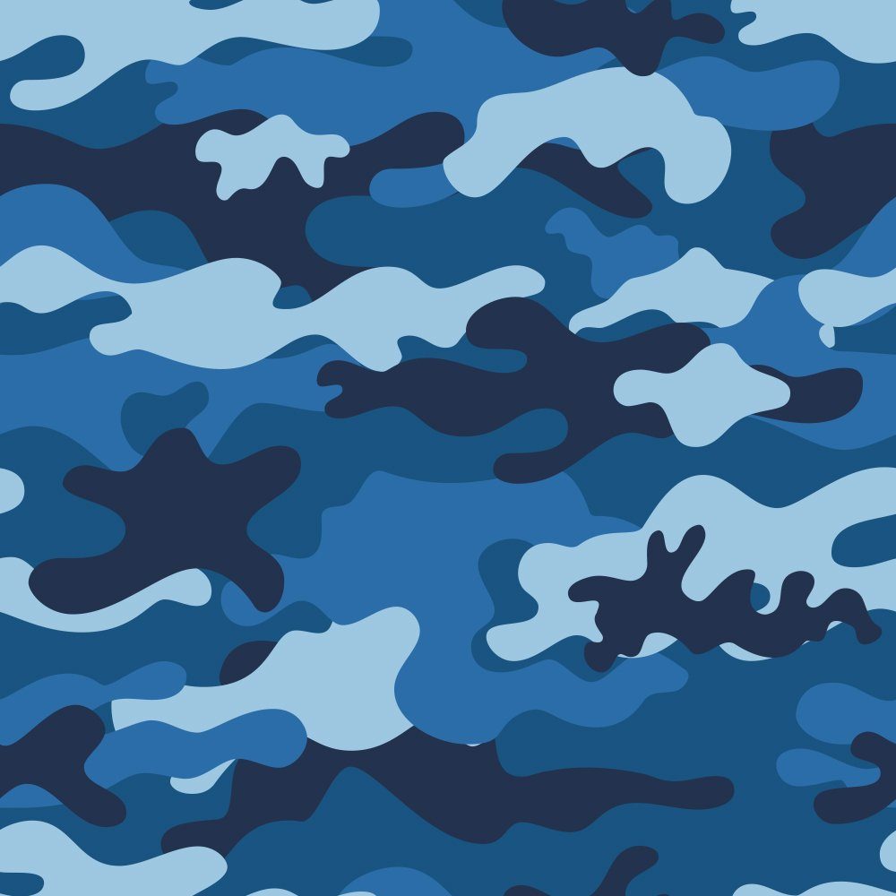 blau, Camouflage wandmotiv24 Muster Vliestapete Fototapete matt, Motivtapete, glatt, Wandtapete,