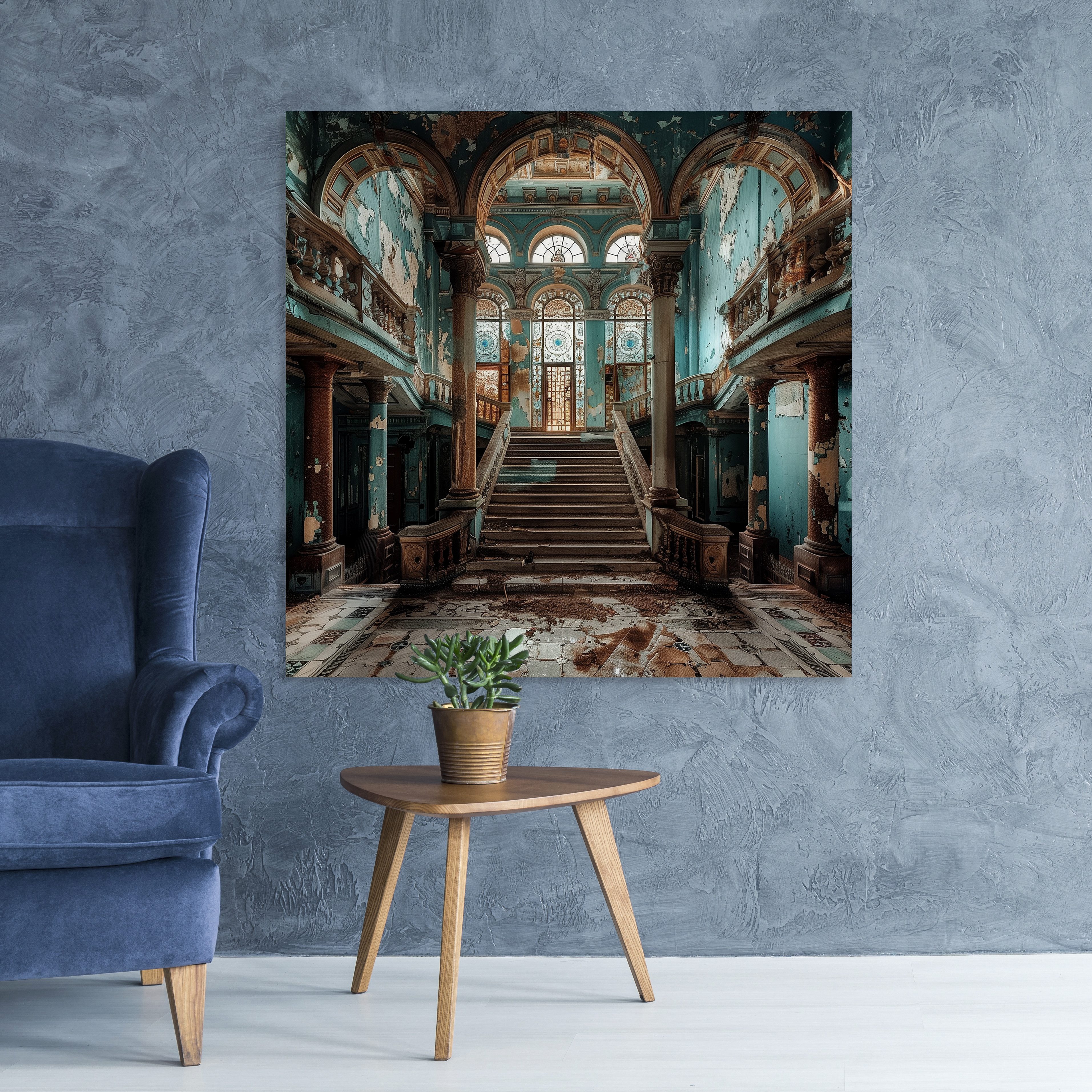 queence Acrylglasbild Verlassener Eingang, Architektonische Elemente, Elemente der Architektur, Gebäude, Innenarchitektur, Kunst (1 St), Fine Art-Print in Galeriequalität