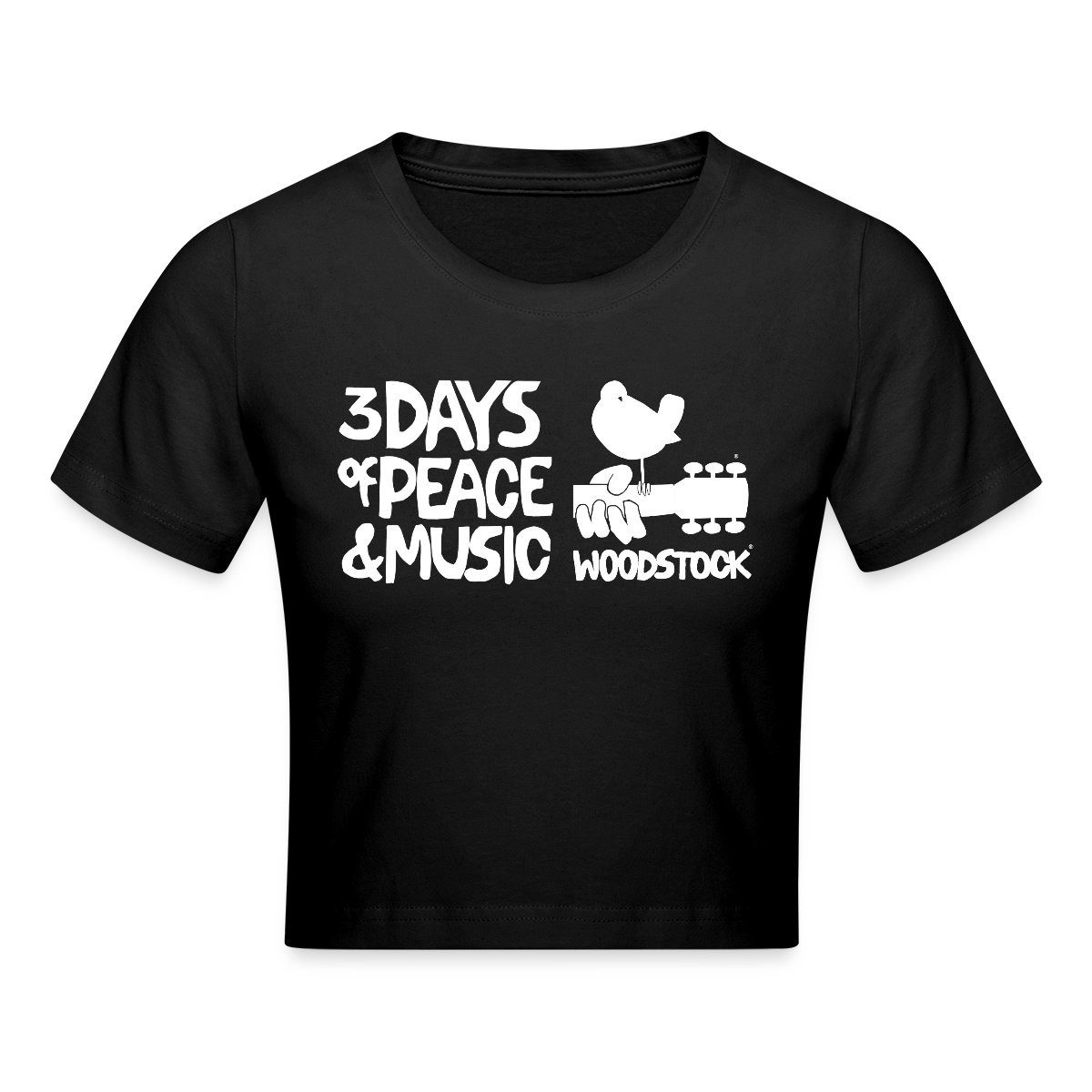Spreadshirt T-Shirt Woodstock Logo Weiß 3 Days Of Peace & Music Crop Top (1-tlg)