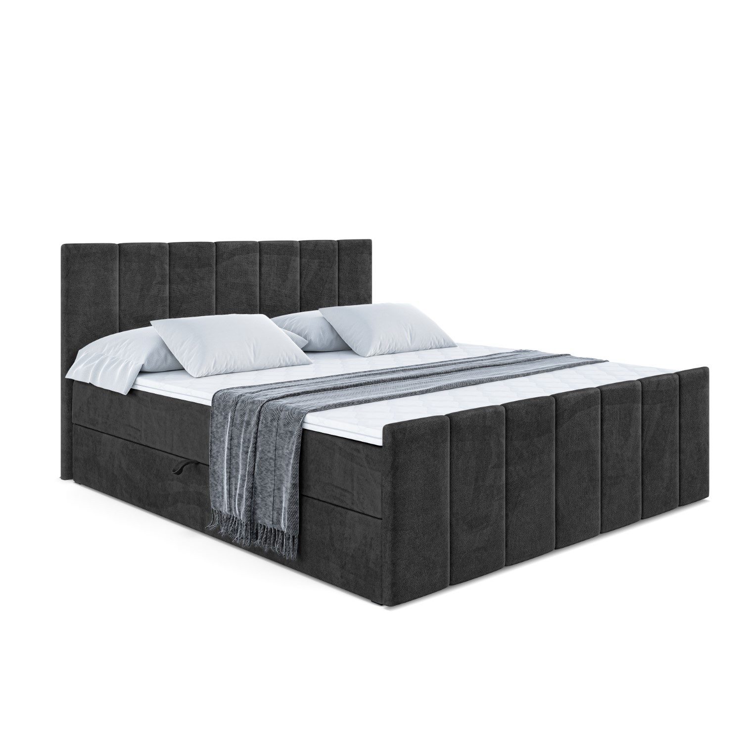 ALTDECOR Boxbett MOETI-Z (Multipocket-Matratze H4, H3 Matratze Bonellfederung, Topper, Kopfteil), Doppelbett mit Fußteil