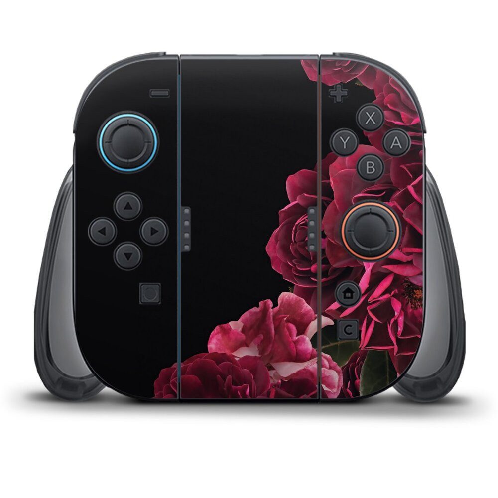 DeinDesign Konsolen-Cover Rose Vintage pink Vintage Rosen auf Schwarz, Nintendo Switch 2 Controller Skin Aufkleber Sticker Folie