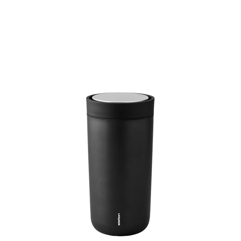 Stelton Thermobecher To Go Click, 400 ml, Isolierbecher aus Edelstahl, mit Vakuumisolierung black metallic