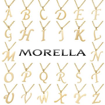 Morella Kette mit Anhänger Buchstabenkette Halskette mit Buchstaben Anhänger (1-tlg., Kette mit Anhänger inkl. Samtbeutel), Goldene Kette mit Buchstabenanhänger, im Samtbeutel