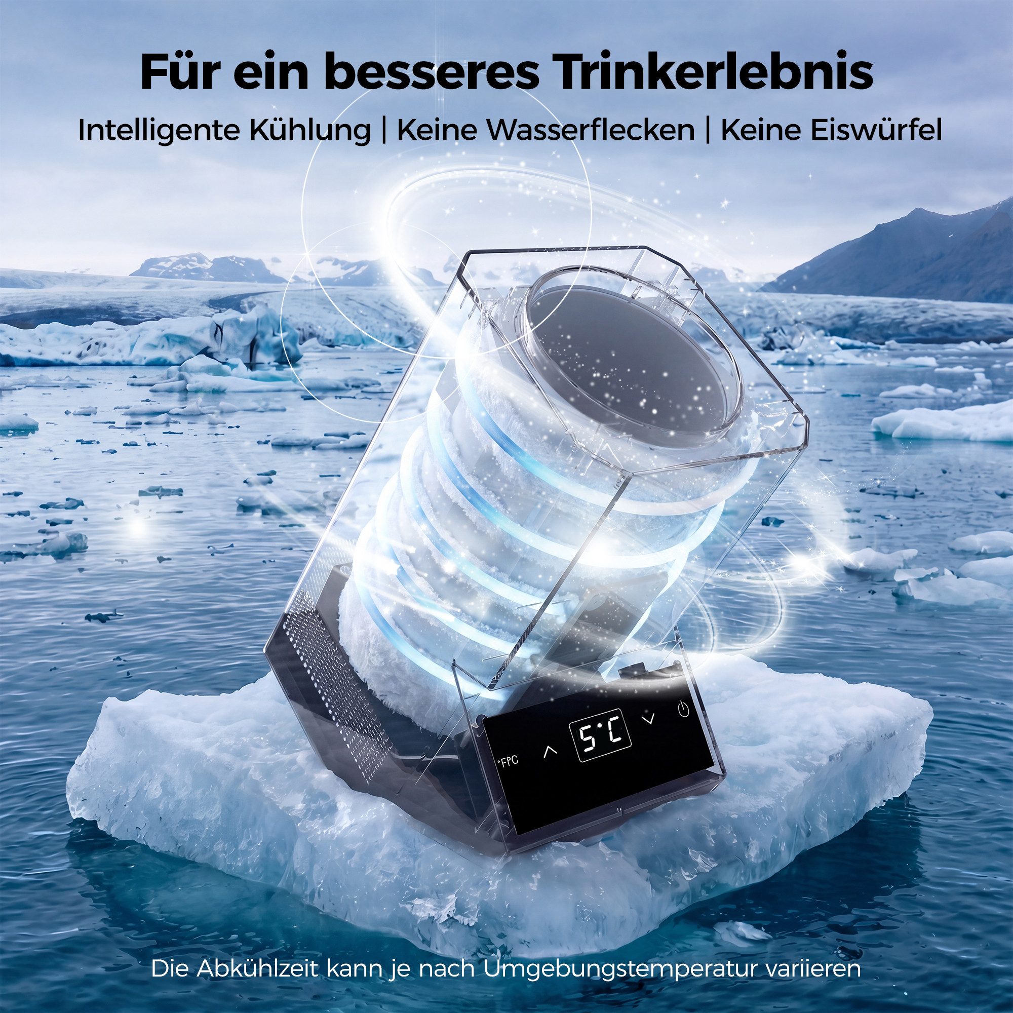 Rebonique Elektrischer Weinkühler 1 Flasche, 5–18 °C, 750 ml, eisfrei, Touch-Bedienung & LED, 19 cm Innenraumtiefe, 9,2 cm Ø, 25,6 × 25,3 × 12,8 cm – Bild 3 von 5