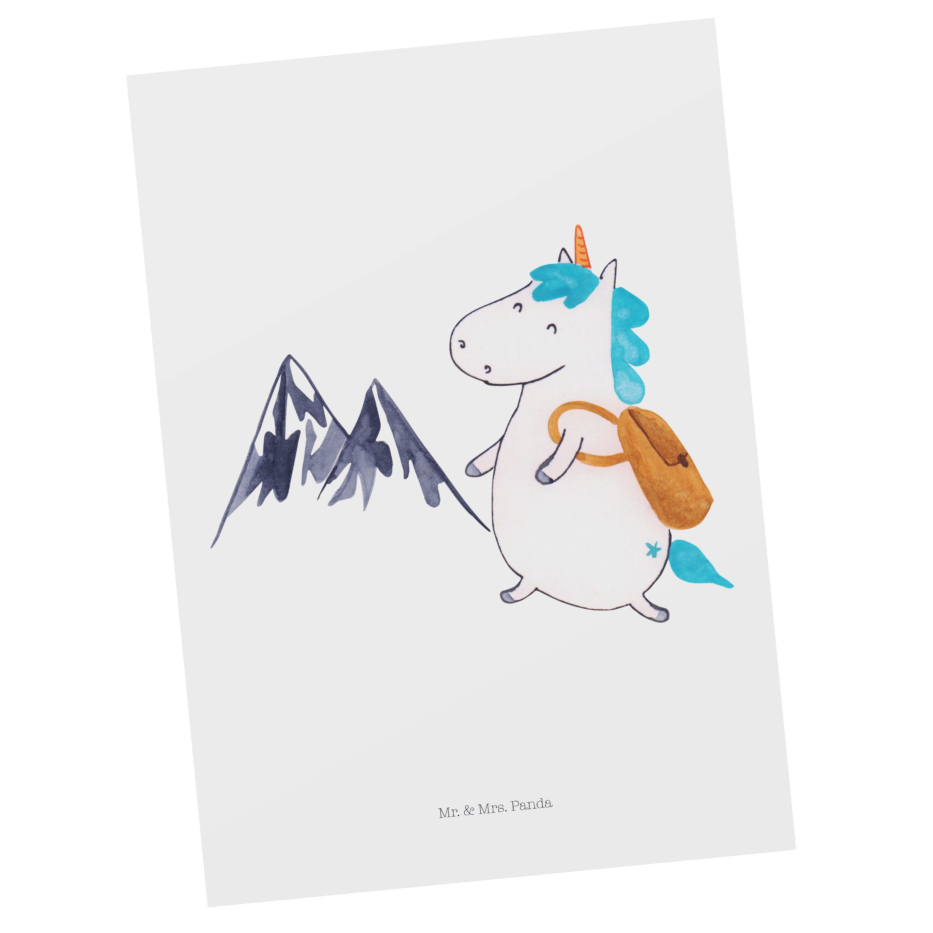 Mr. & Mrs. Panda Postkarte Einhorn Bergsteiger - Weiß - Geschenk, Geschenkkarte, Einladung, Urla