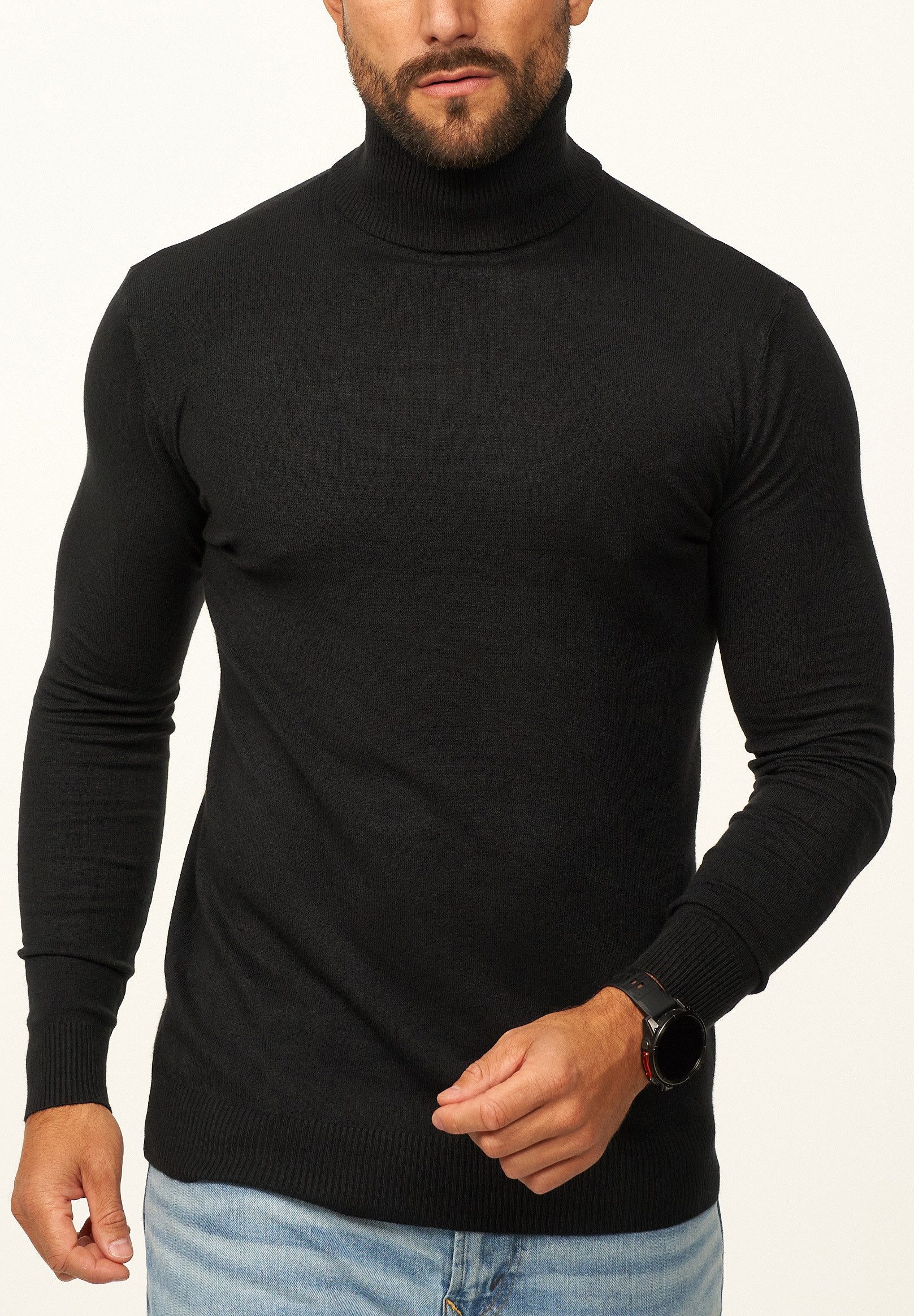 DAILY COTTON Rollkragenpullover als Feinstrick Pulli in Slim Fit für Herren Männer Winterpullover - Casual & Business Look Rolli