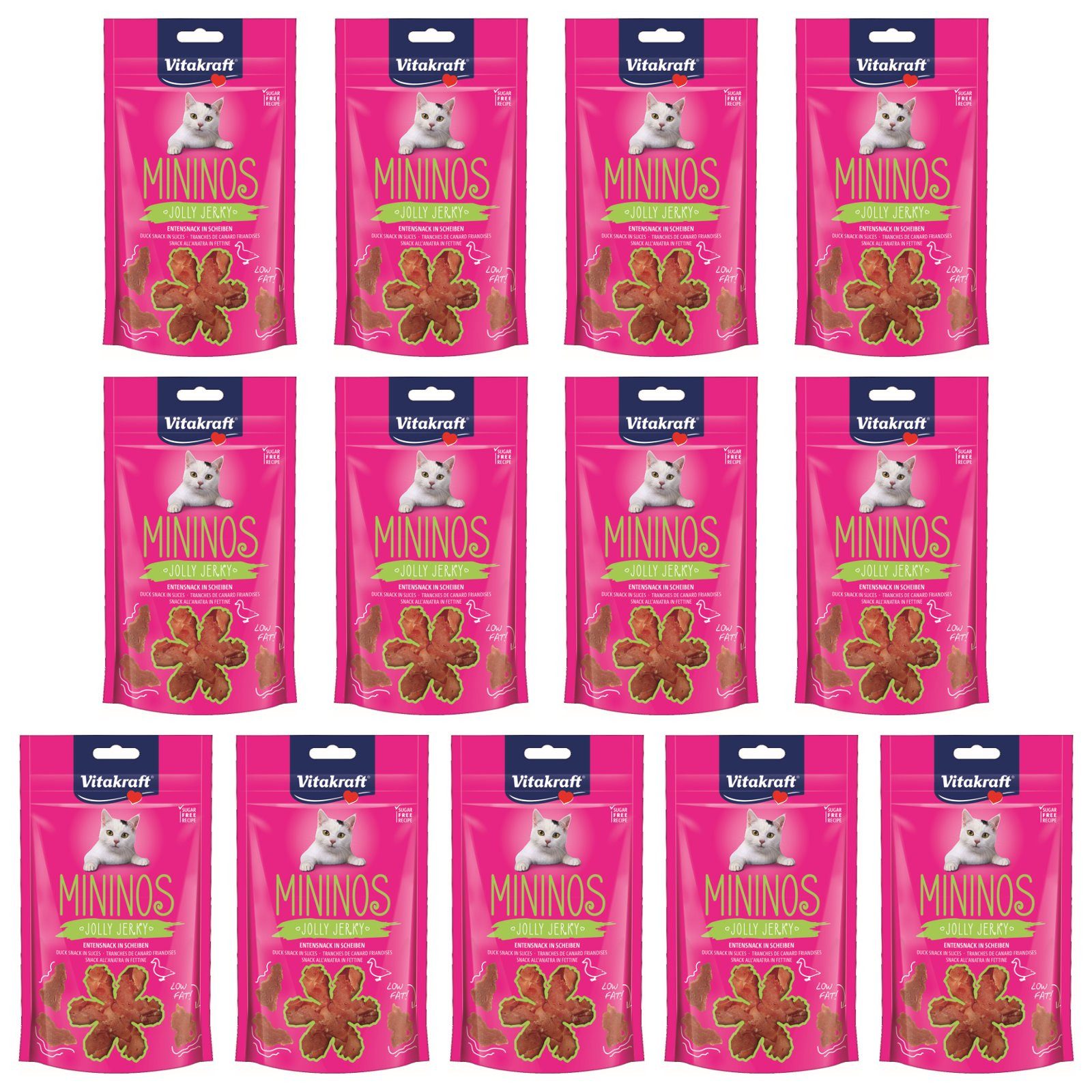 Vitakraft Katzensnack Mininos, Entensnack in Scheiben, 13x 40g, Snack für: Katzen