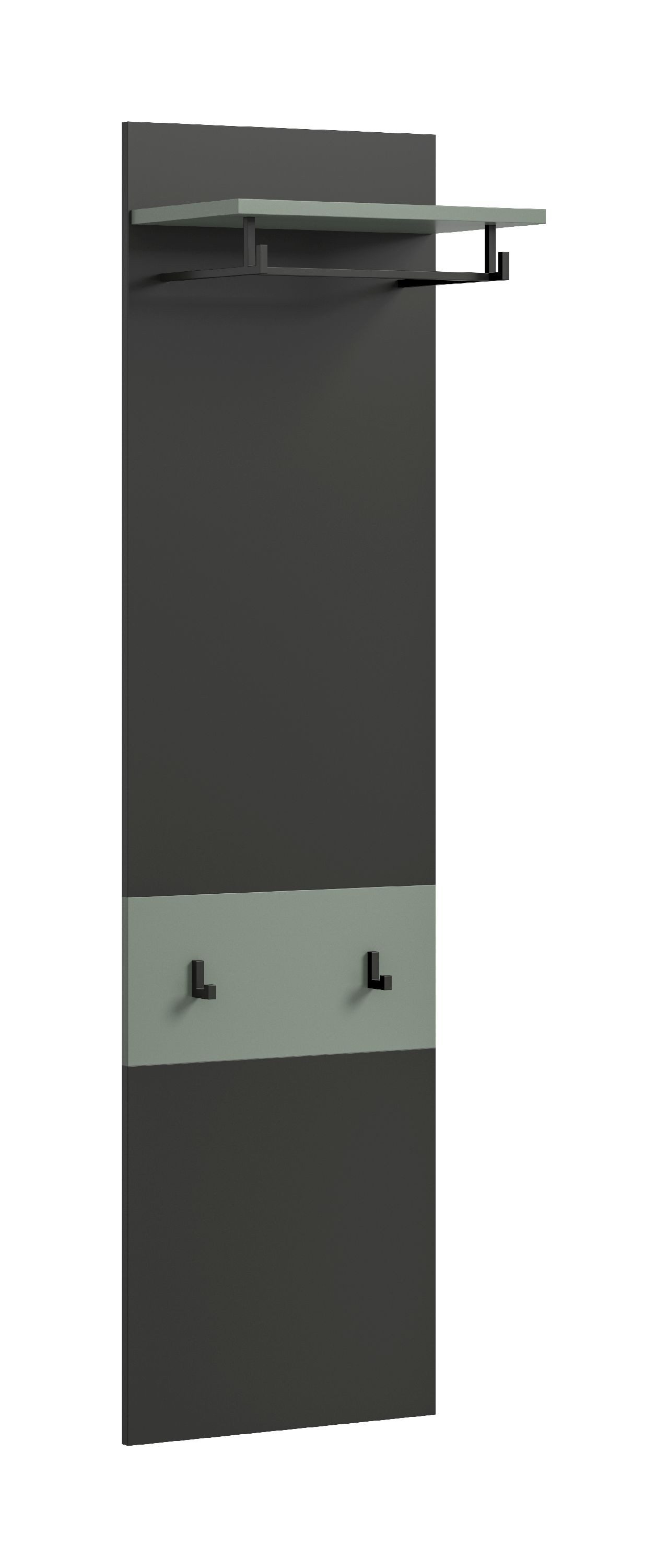 xonox.home Garderobenpaneel, Basalt grau/Smoke Green Melamin beschichtet 165x45x29 cm