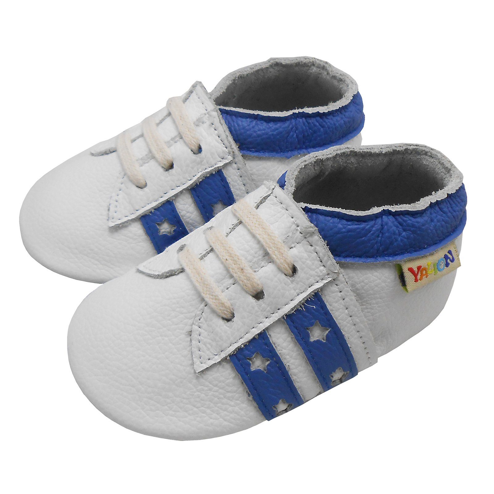 Yalion Yalion Baby Leder Lauflernschuhe – Weiche Ledersohle, Elastisch Krabbelschuh elastisch