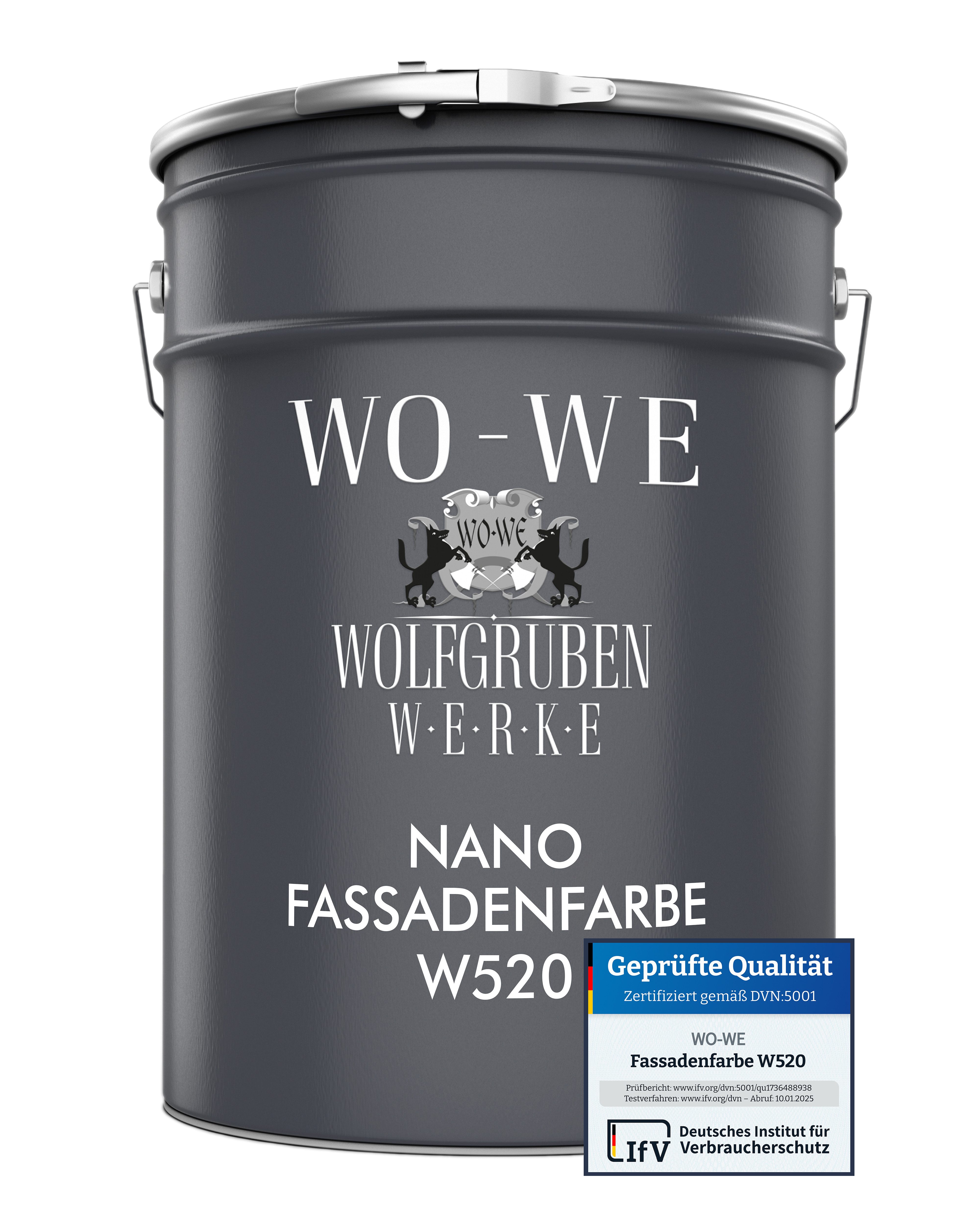 WO-WE Fassadenfarbe Nano Fassadenfarbe Außen Mauerfarbe Aussenfarbe W520, 0,75-20L, Hausfassaden