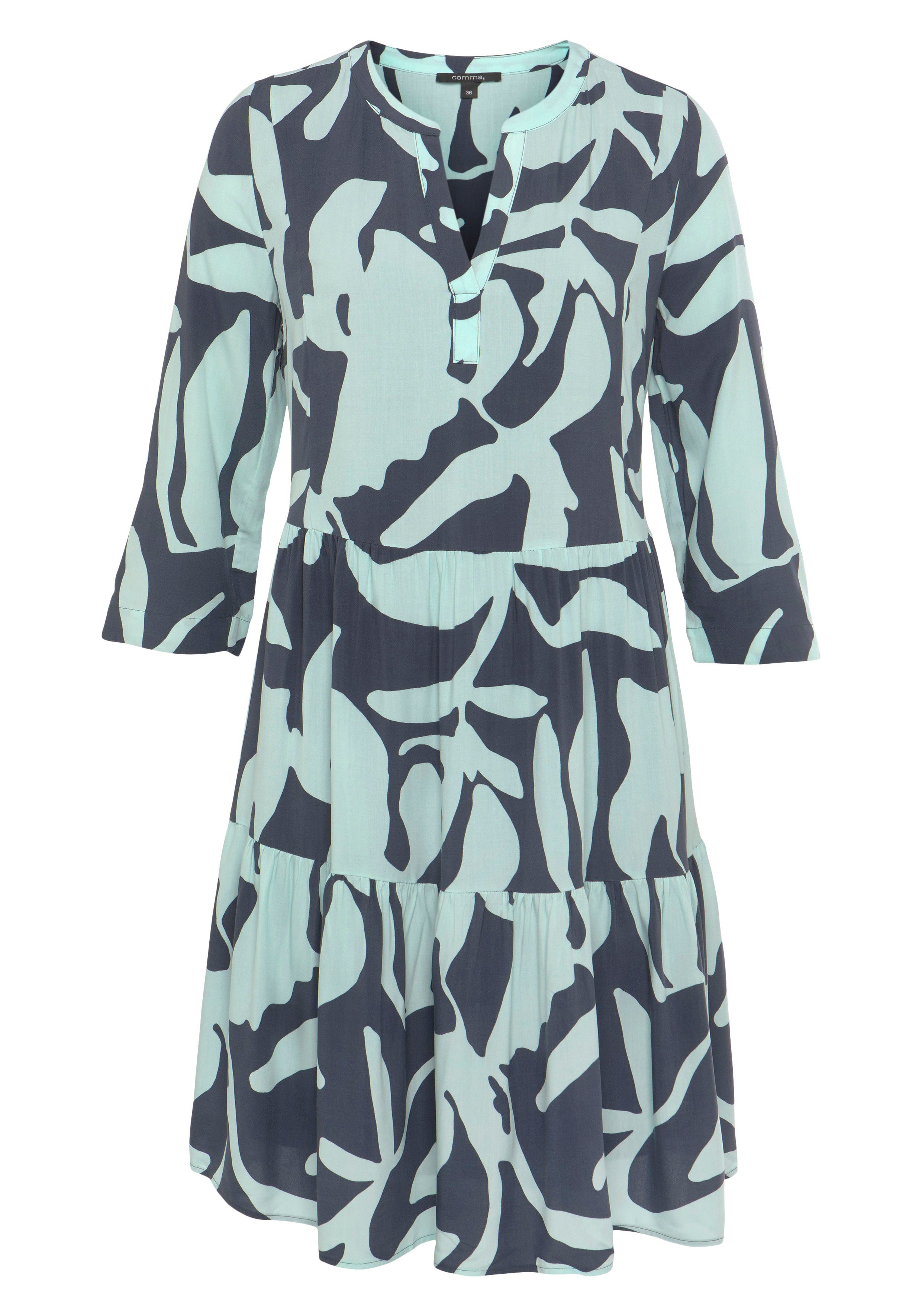 Comma A-Linien-Kleid mit sommerlichen Motiven blue