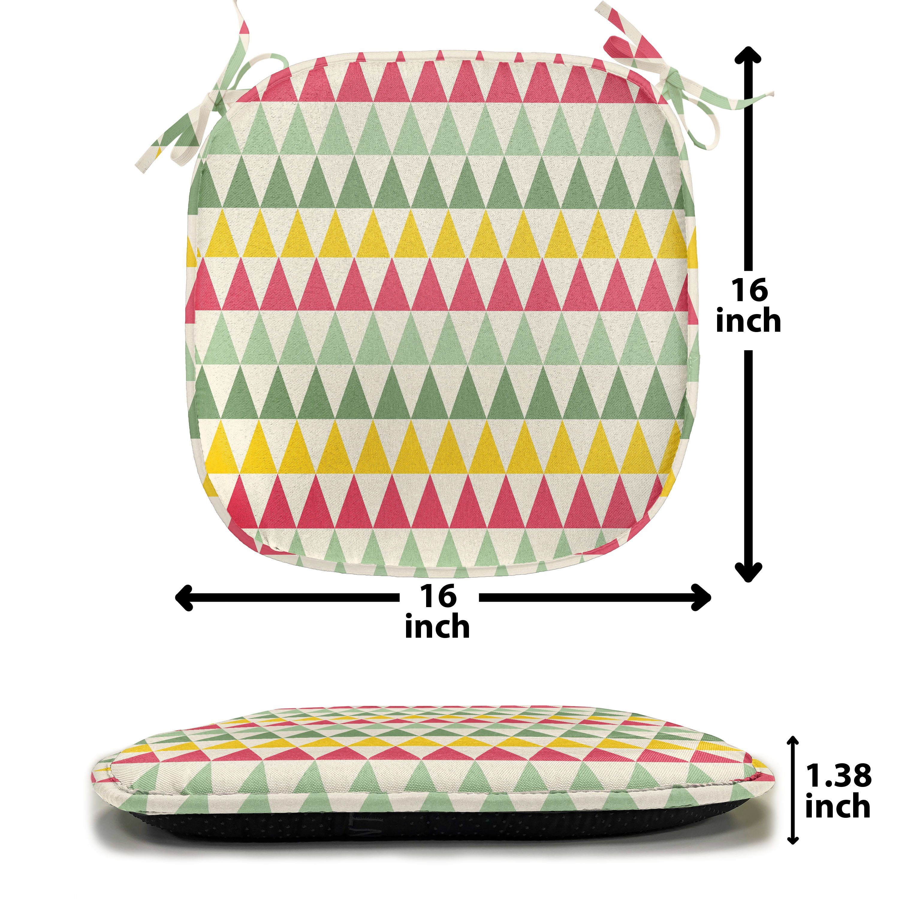 Kissen mit Abakuhaus Bunte Küchensitze, Geometrisch Triangles wasserfestes für Stuhlkissen Riemen Dekoratives