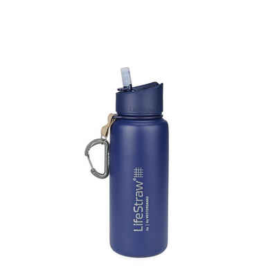 LifeStraw Trinkflasche Go Stainless Steel, Wasserfilter Flasche aus Edelstahl, Trinkwasserfilter, 0,7 Liter, blau