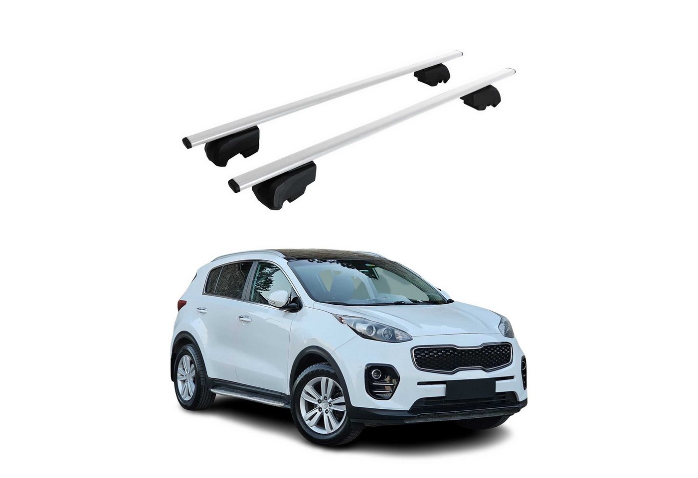 OMAC Dachträger Gepäckträger für Kia Sportage Typ QL 2015-2021 ABE Metall Silber 2x (2-St), Wasserbeständig,Abnehmbar,Multifunktional,Leichtgewichtig