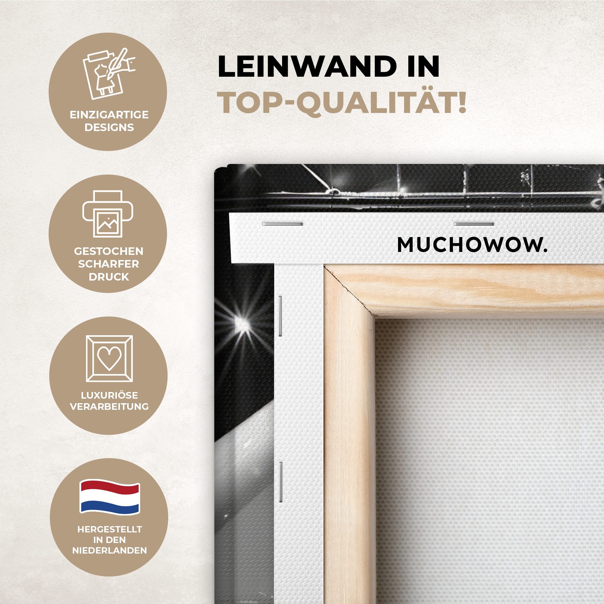 OneMillionCanvasses® Leinwandbild Badewanne - Glitzer - Schwarz und weiß - günstig online kaufen