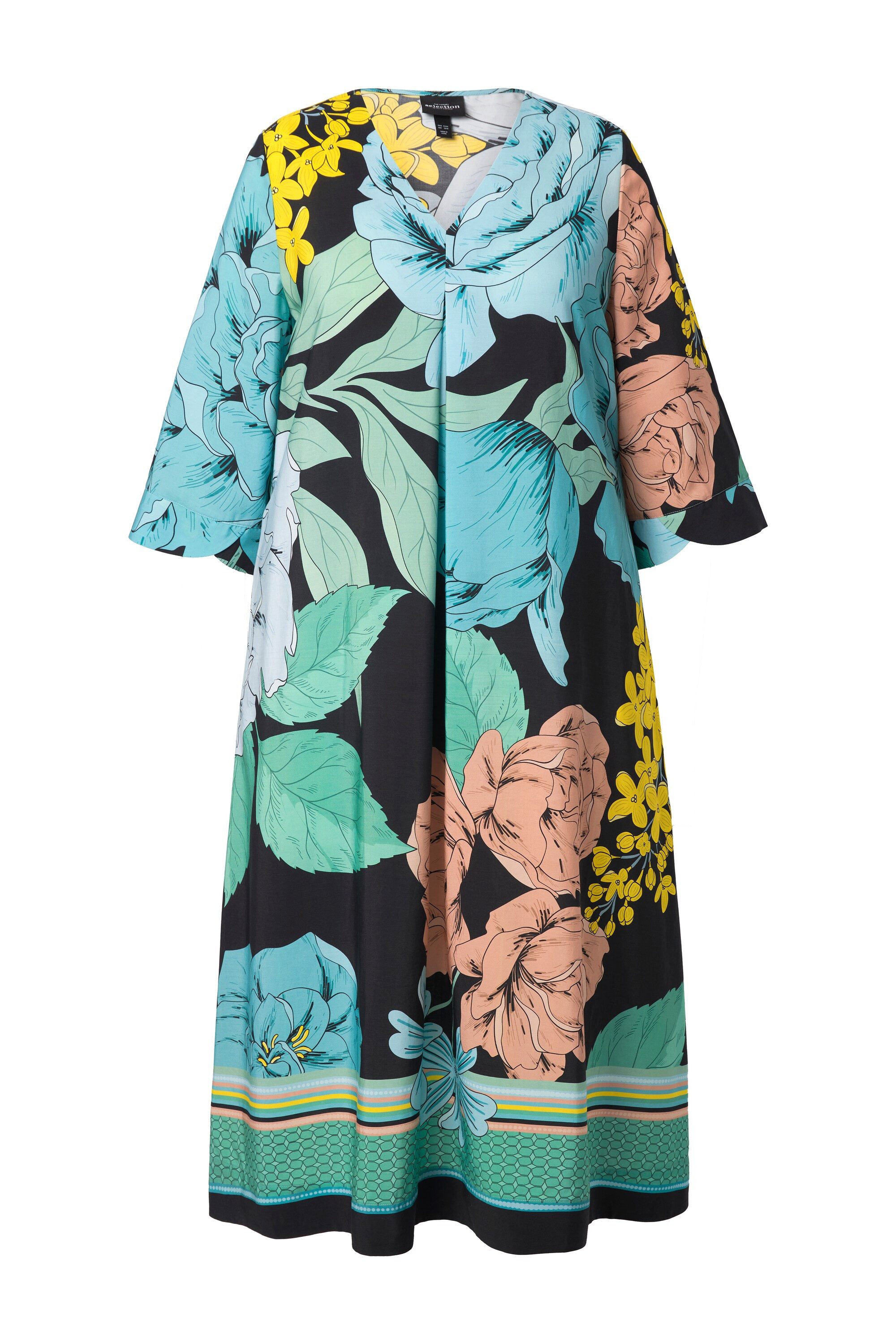 Ulla Popken Midikleid Lyocell-Midikleid Blüten A-Linie günstig online kaufen