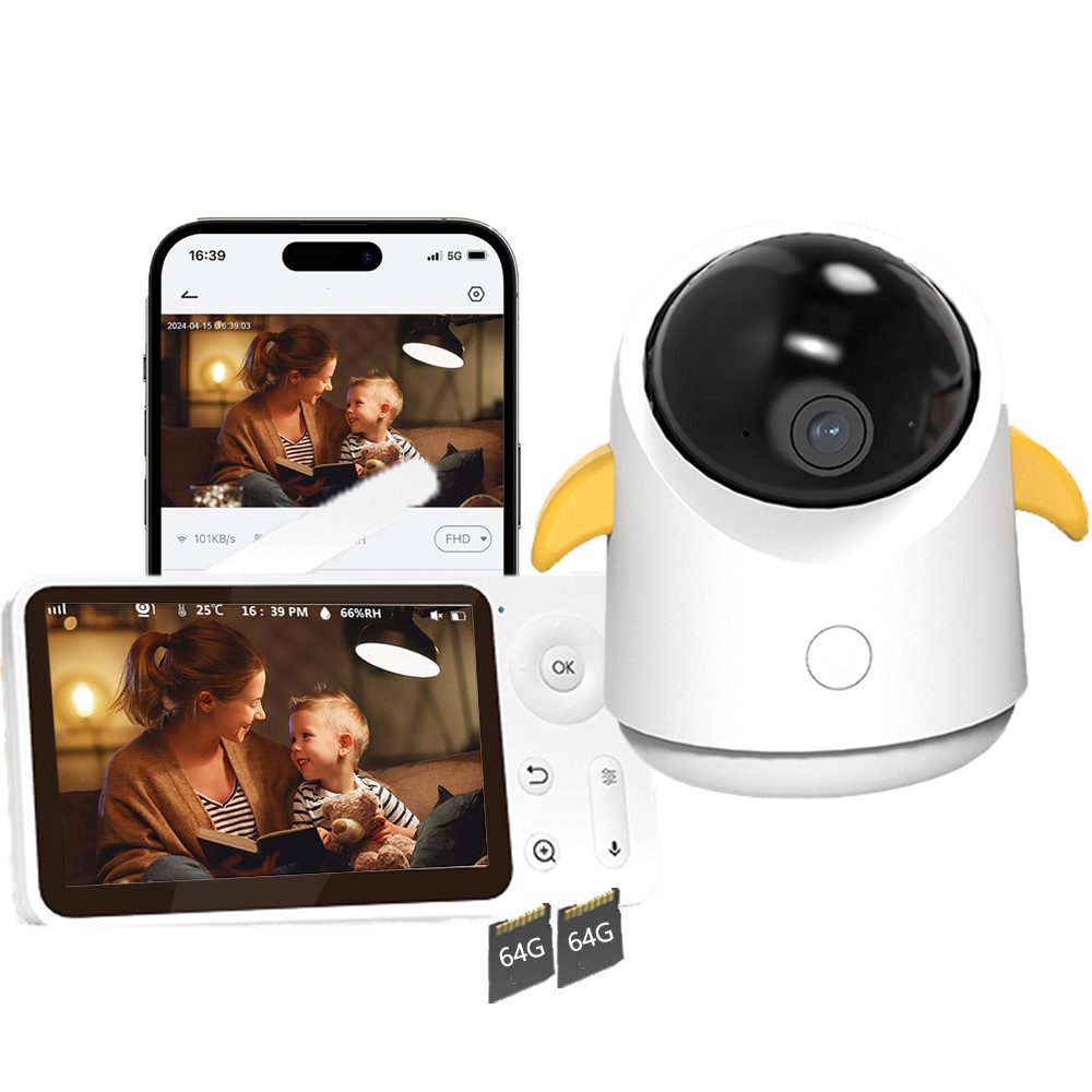 Babyphone 4,3" Babyphone mit Kamera WLAN Video Babyfon mit App & Speicher Karte