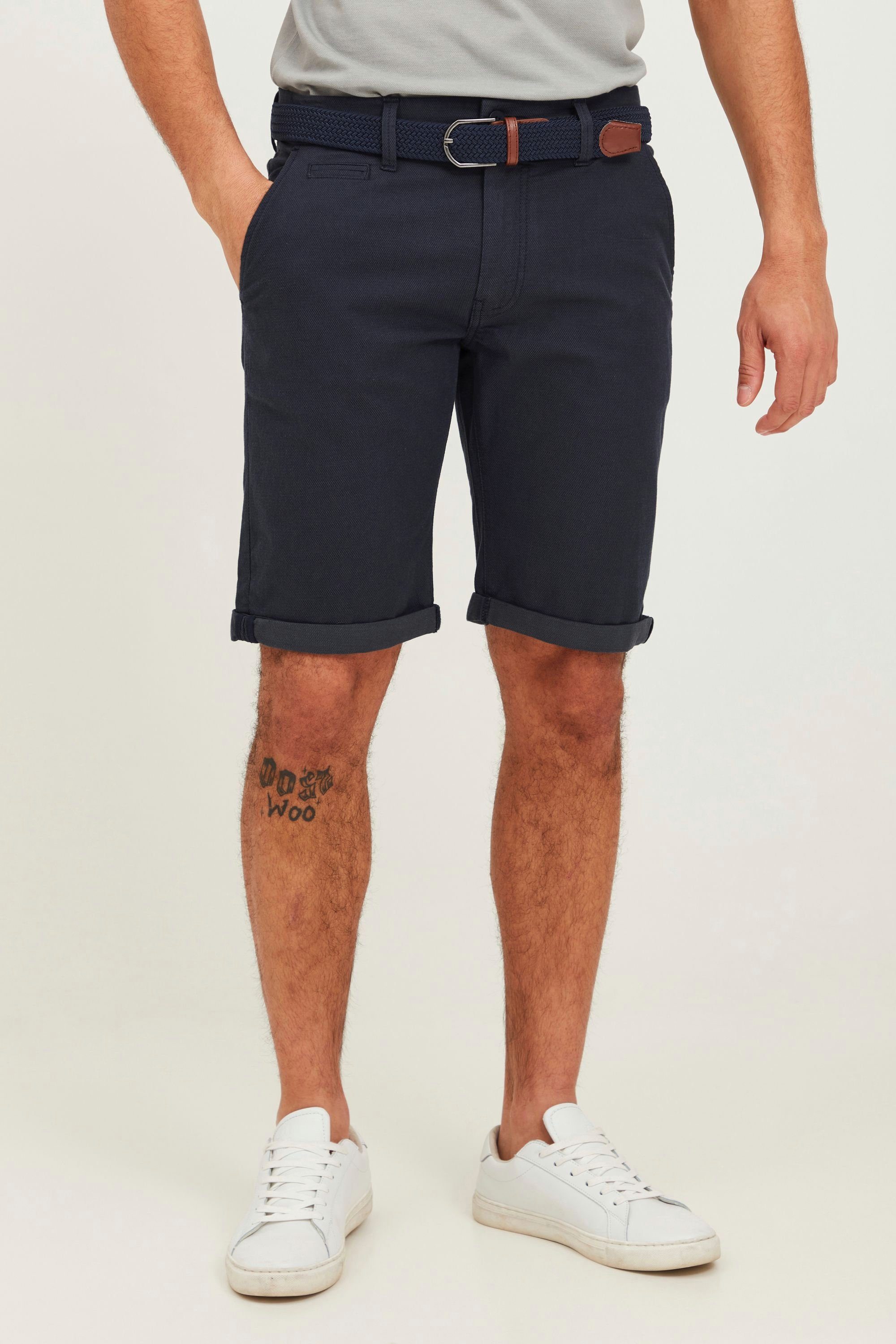 Indicode Chinoshorts IDFigno Chinoshorts mit Gürtel Navy (400)