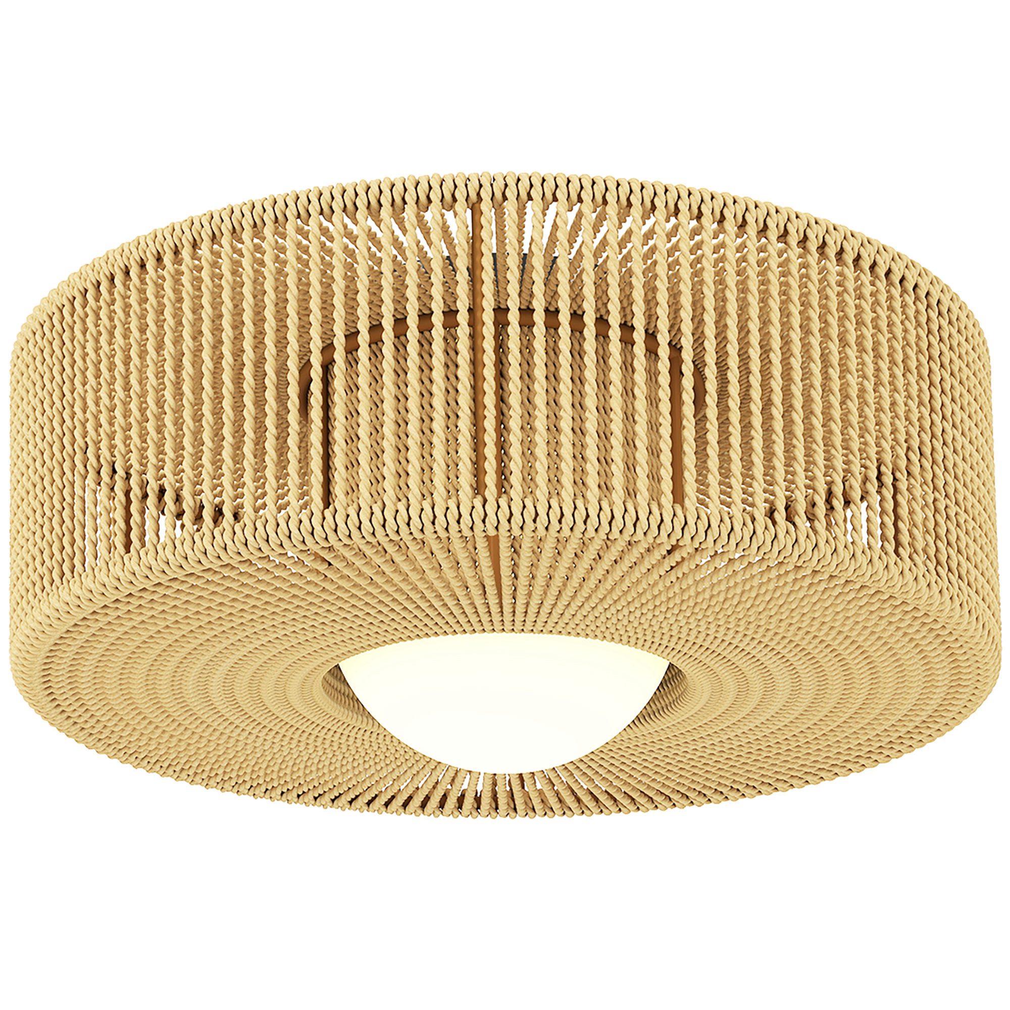HOMCOM Deckenleuchte Boho-Deckenlampe Hängend, Runde Deckenbeleuchtung, Hellbraun, LED, für Schlafzimmer, Wohnzimmer, Mehrfarbig